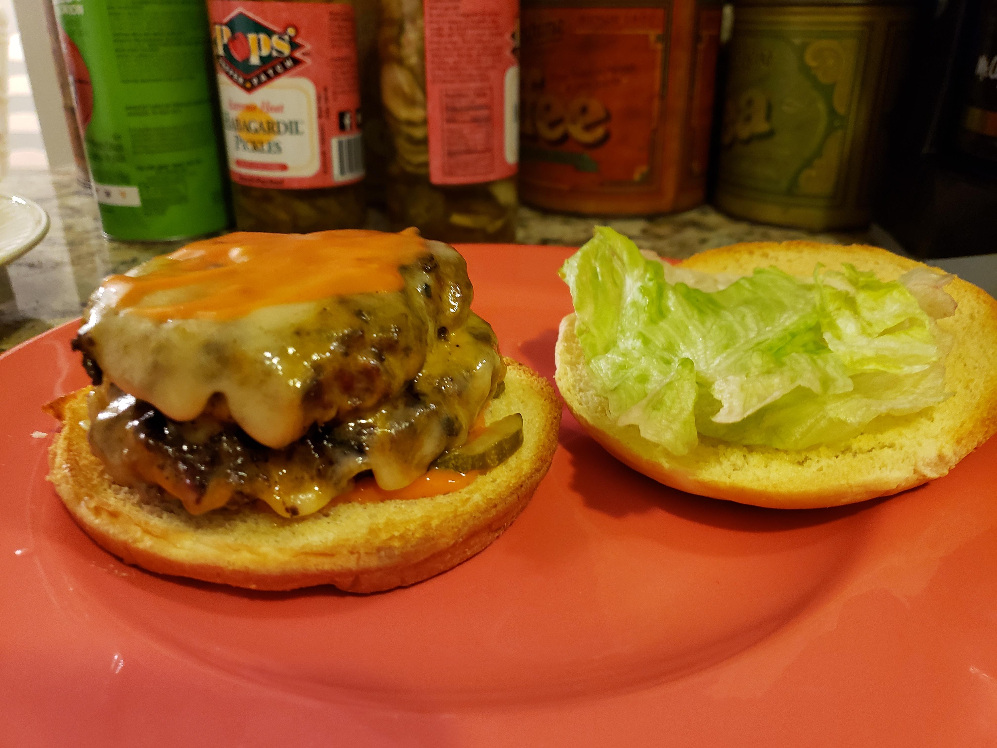 Homemade special sauce on an epic double patty, cheddar and swiss, and