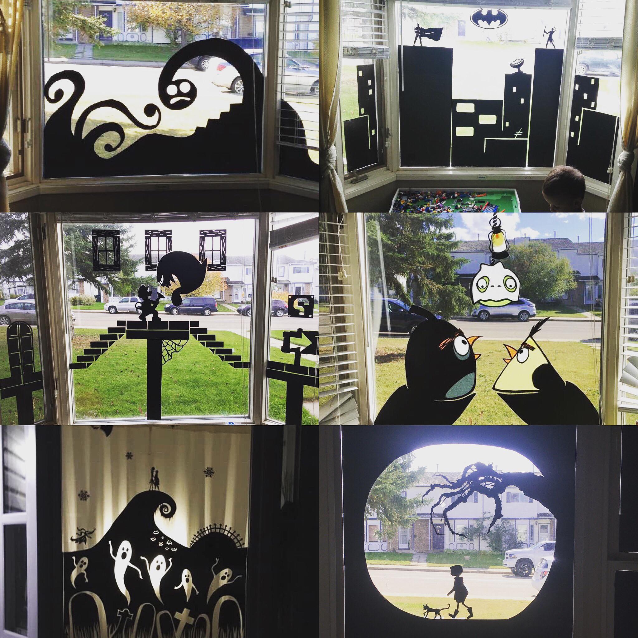 Six years of my Halloween window silhouettes. r/crafts