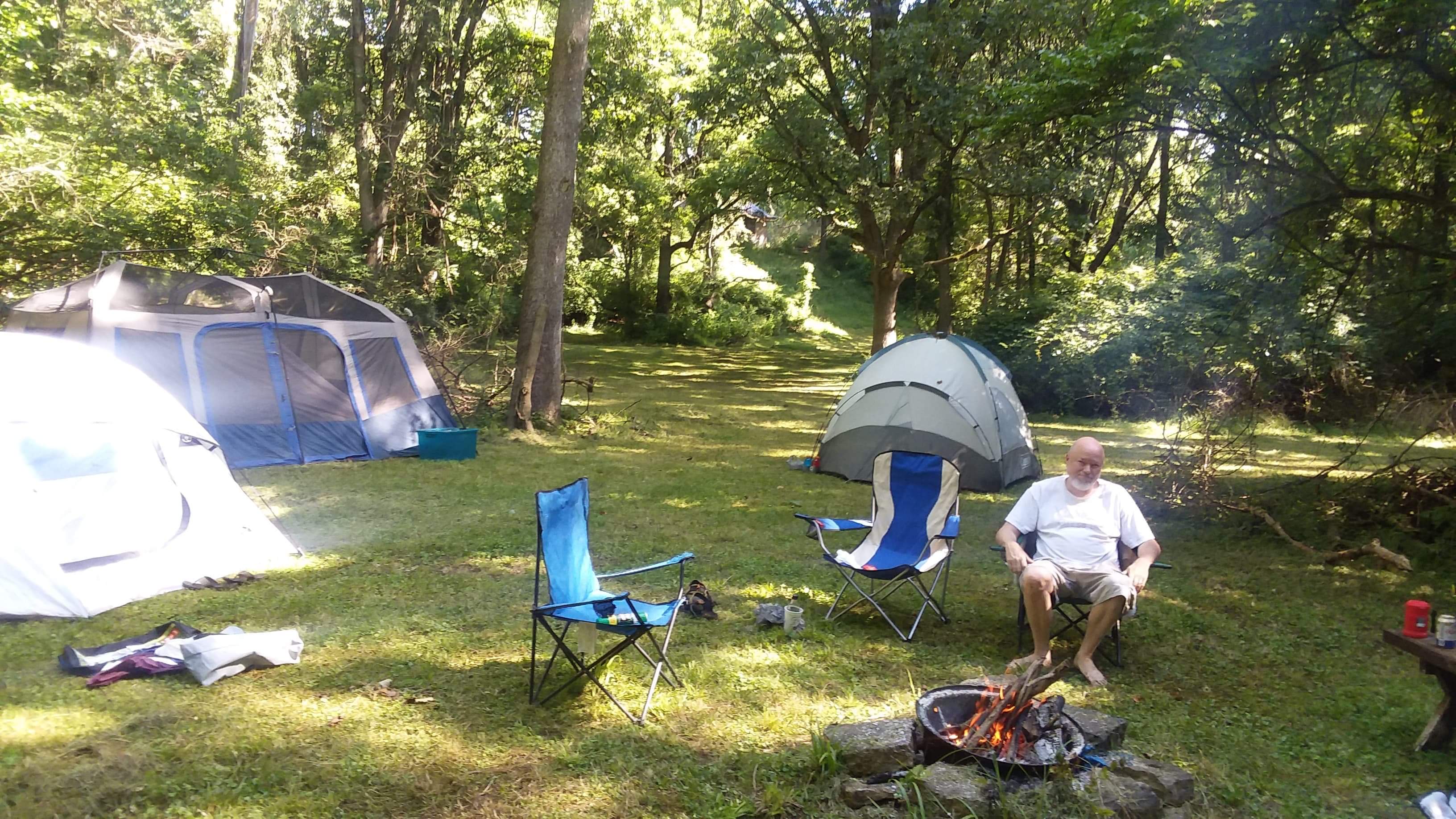 Went urban camping last night. Backyard tents. A 2 acre backyard that