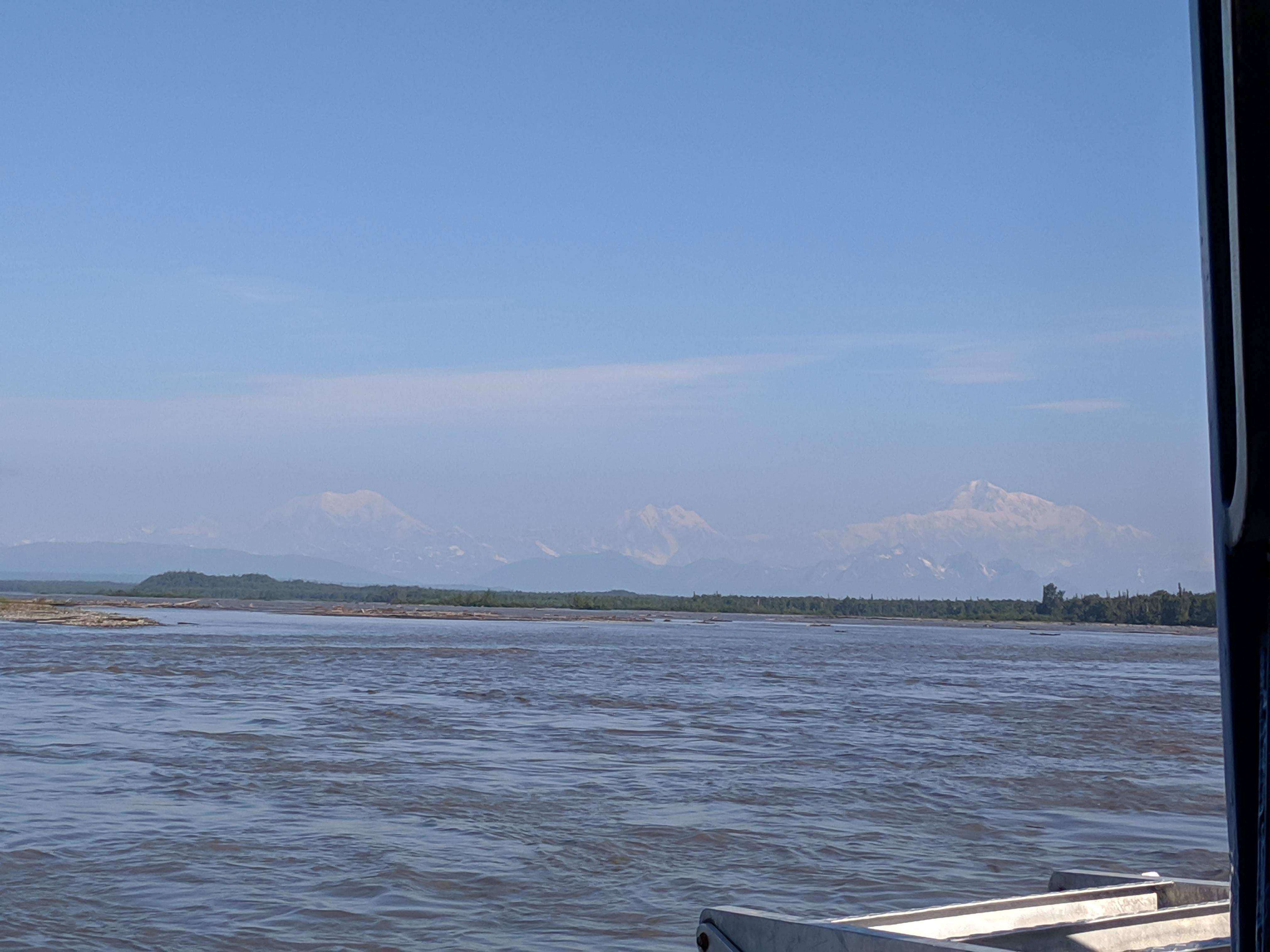 The Alaska Range from a jet boat on the Talkeetna river. r/alaska