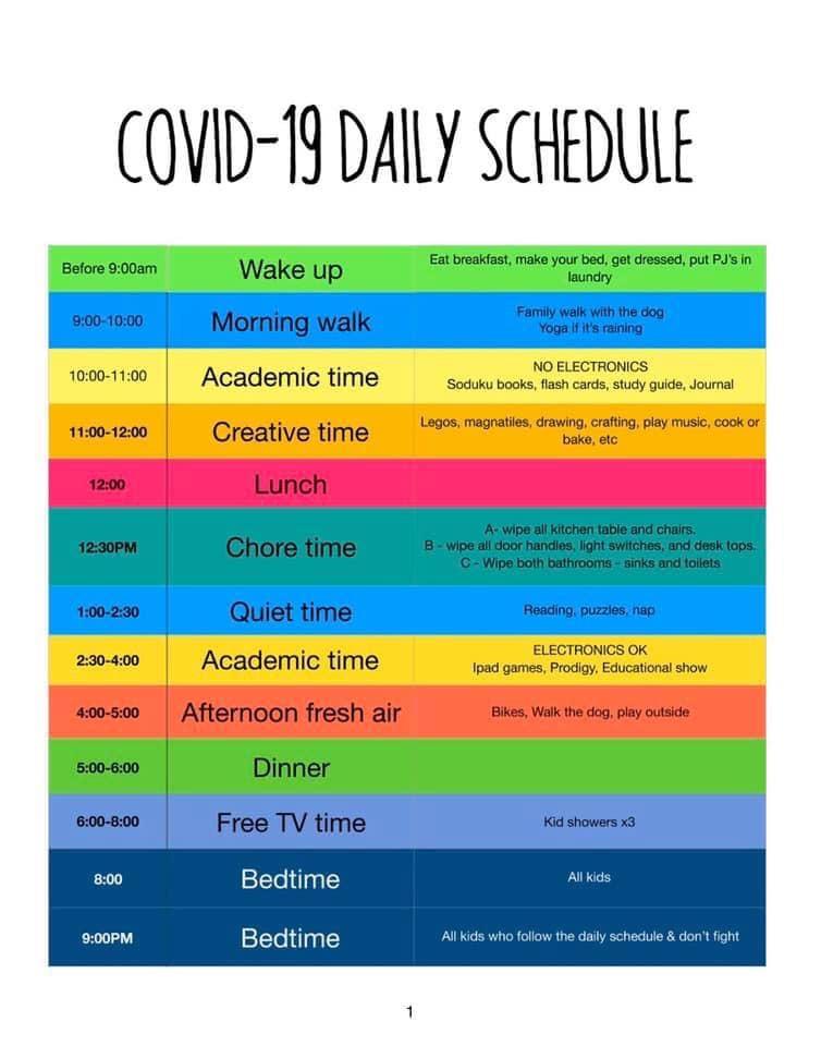 A Schedule For Quarantine HelpMeImPoor