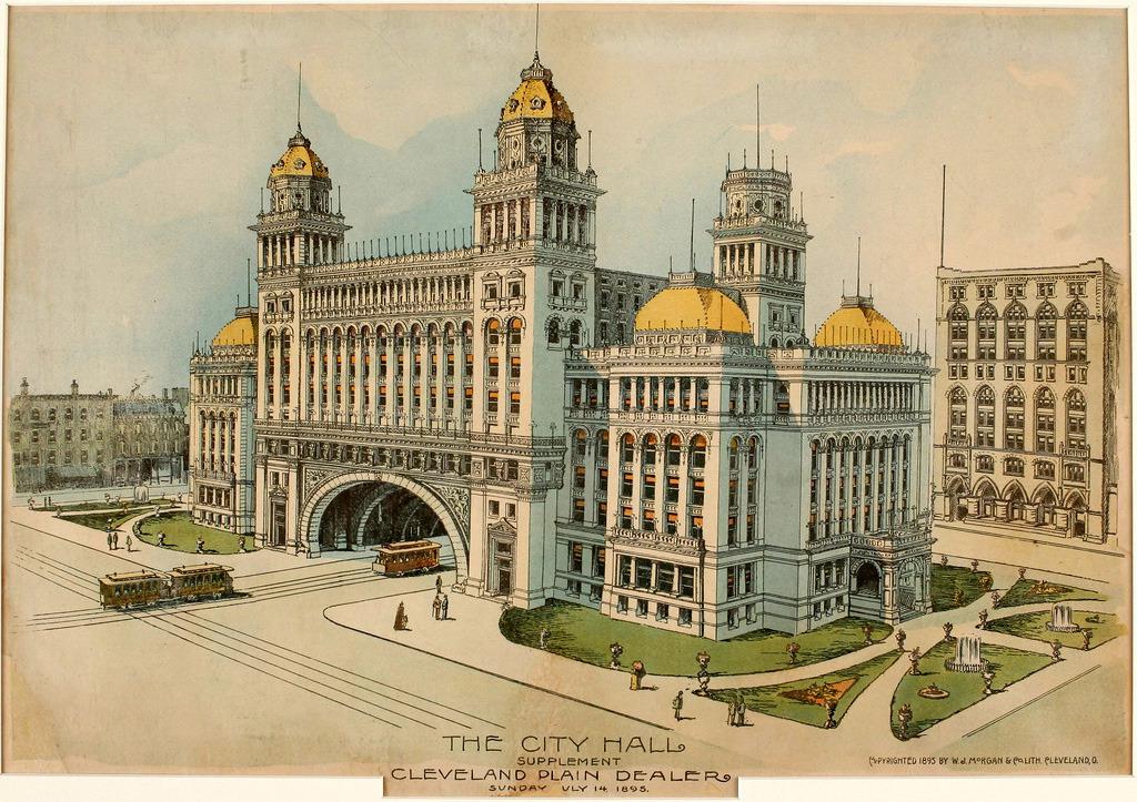 Design for Cleveland City Hall by W.J. 1895. The proposal drew