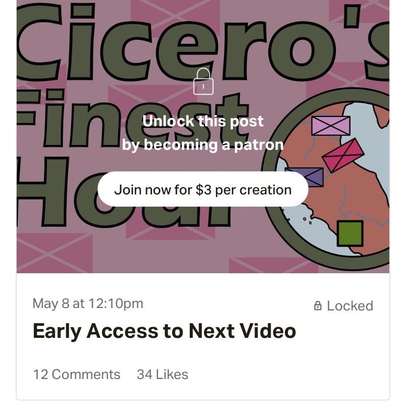 New video on Patreon Cicero’s Finest Hour r/HistoriaCivilis