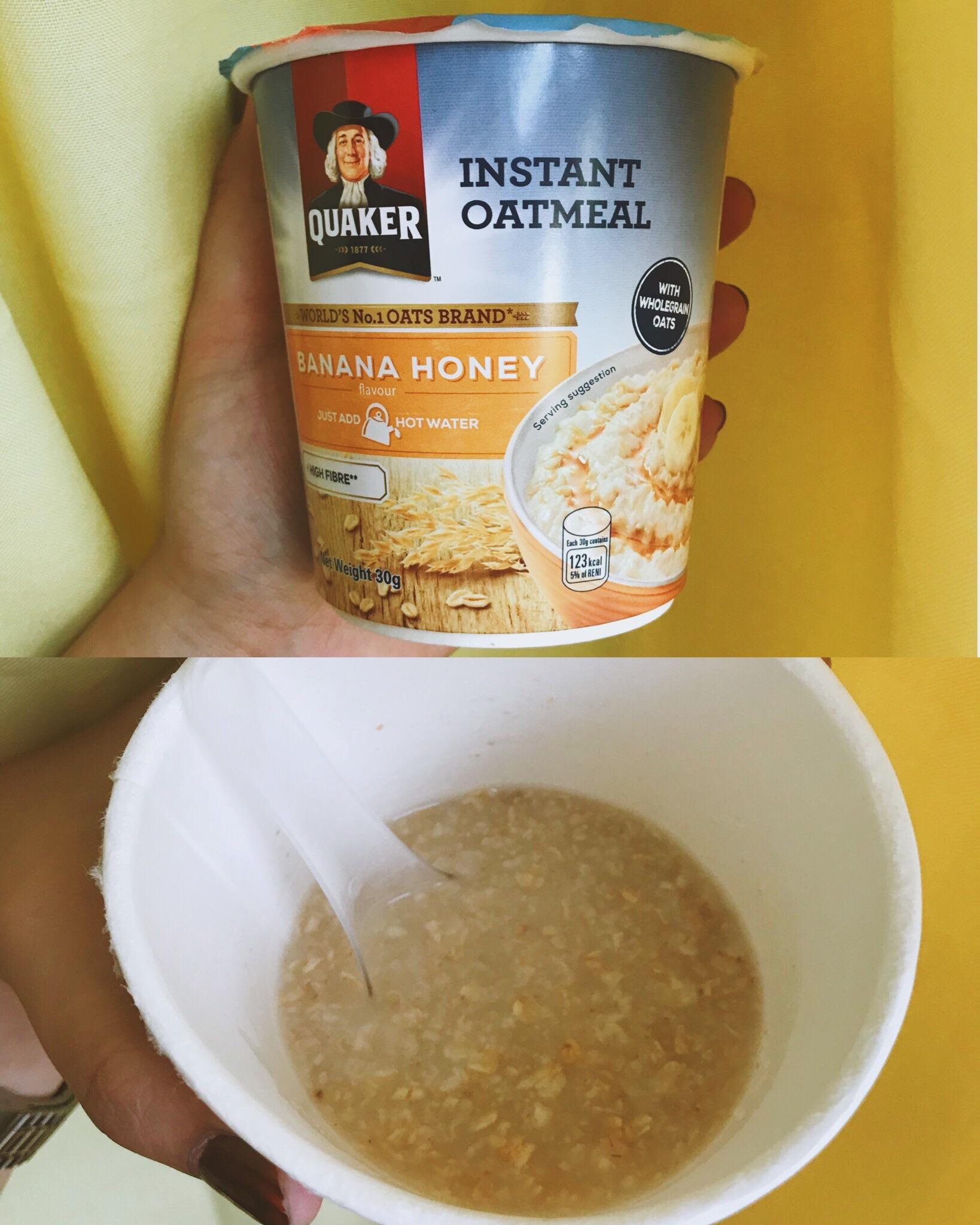 123 calories of instant goodness. Banana Honey oatmeal. r/1200isplenty