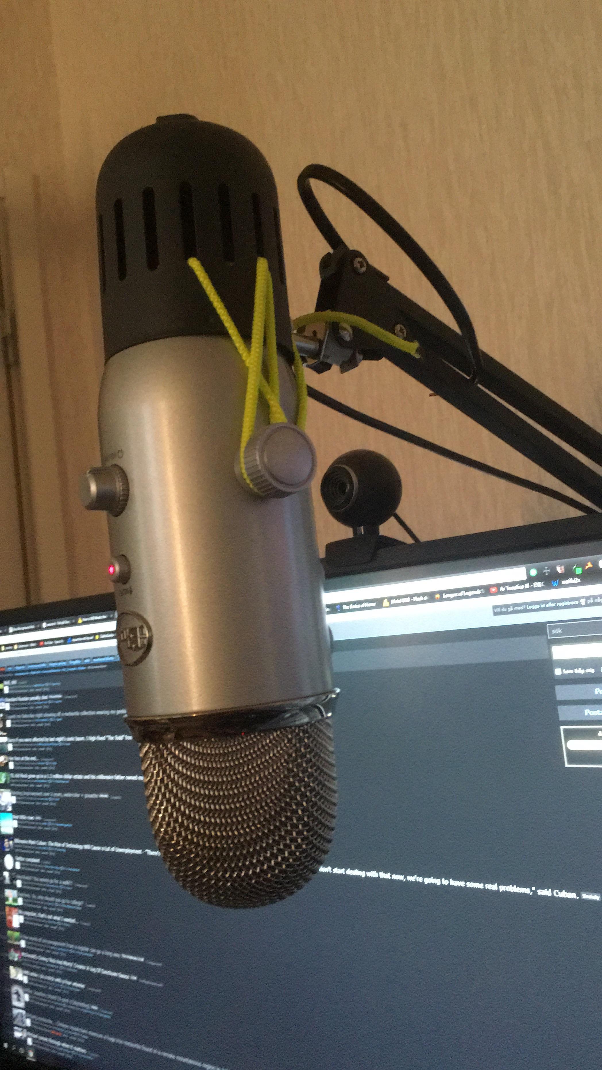 Blue Yeti desk clamp with arm made from a 7 IKEA lamp and some