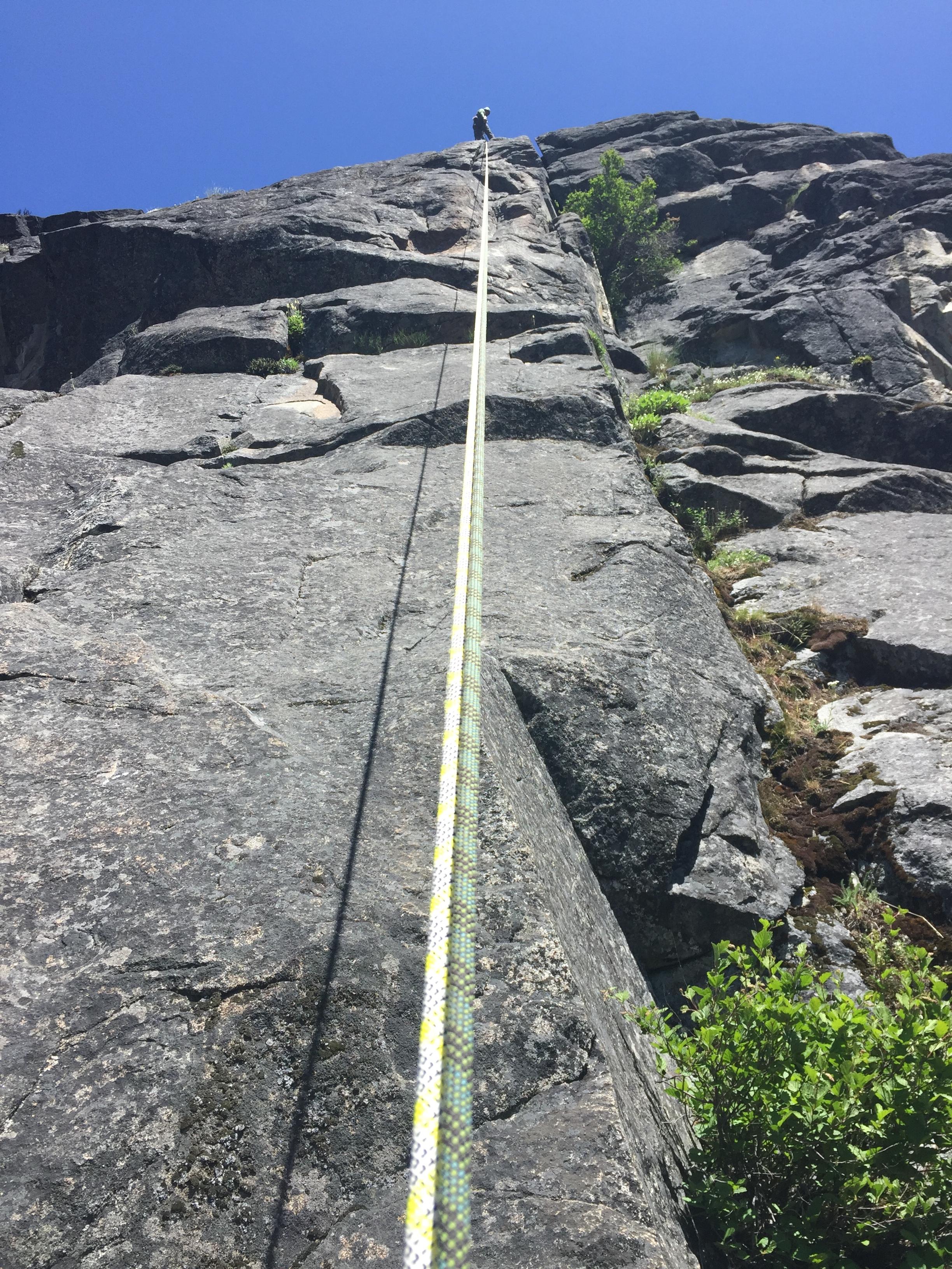 Rapping down Condorphamine Addiction, 5.10b. A 7 pitch sport climb
