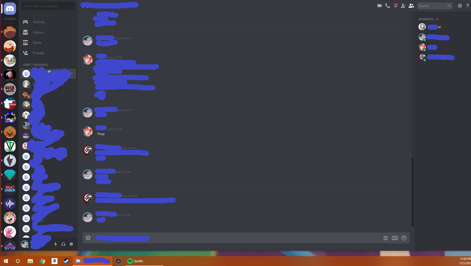 Discord has no minimize/exit bar up top and occasionally runs at like