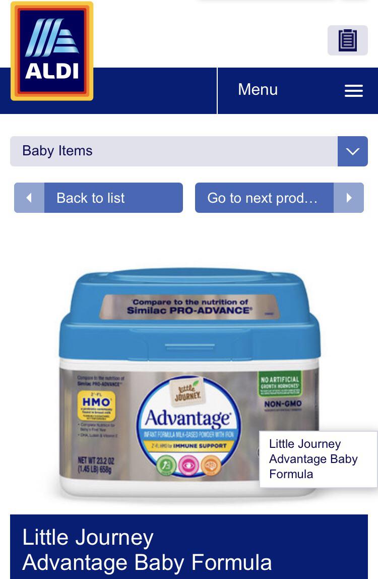 Does anybody have any experience or thoughts on the aldi baby formulas