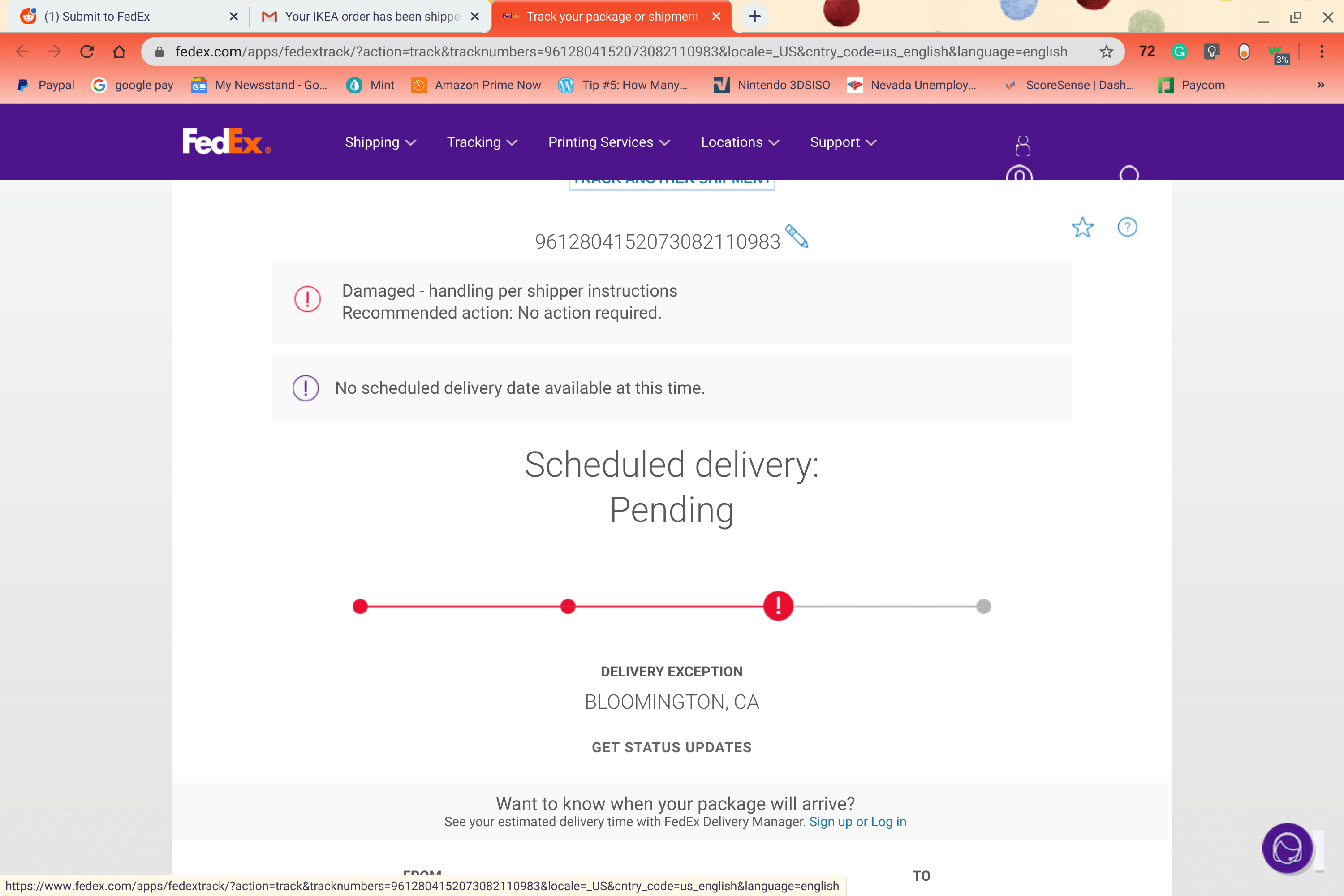 FedEx damaged my package, won't return it to the merchant, called