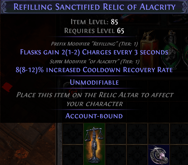 Any build ideas for this CDR+Flask Charge Sanctified Relic? r