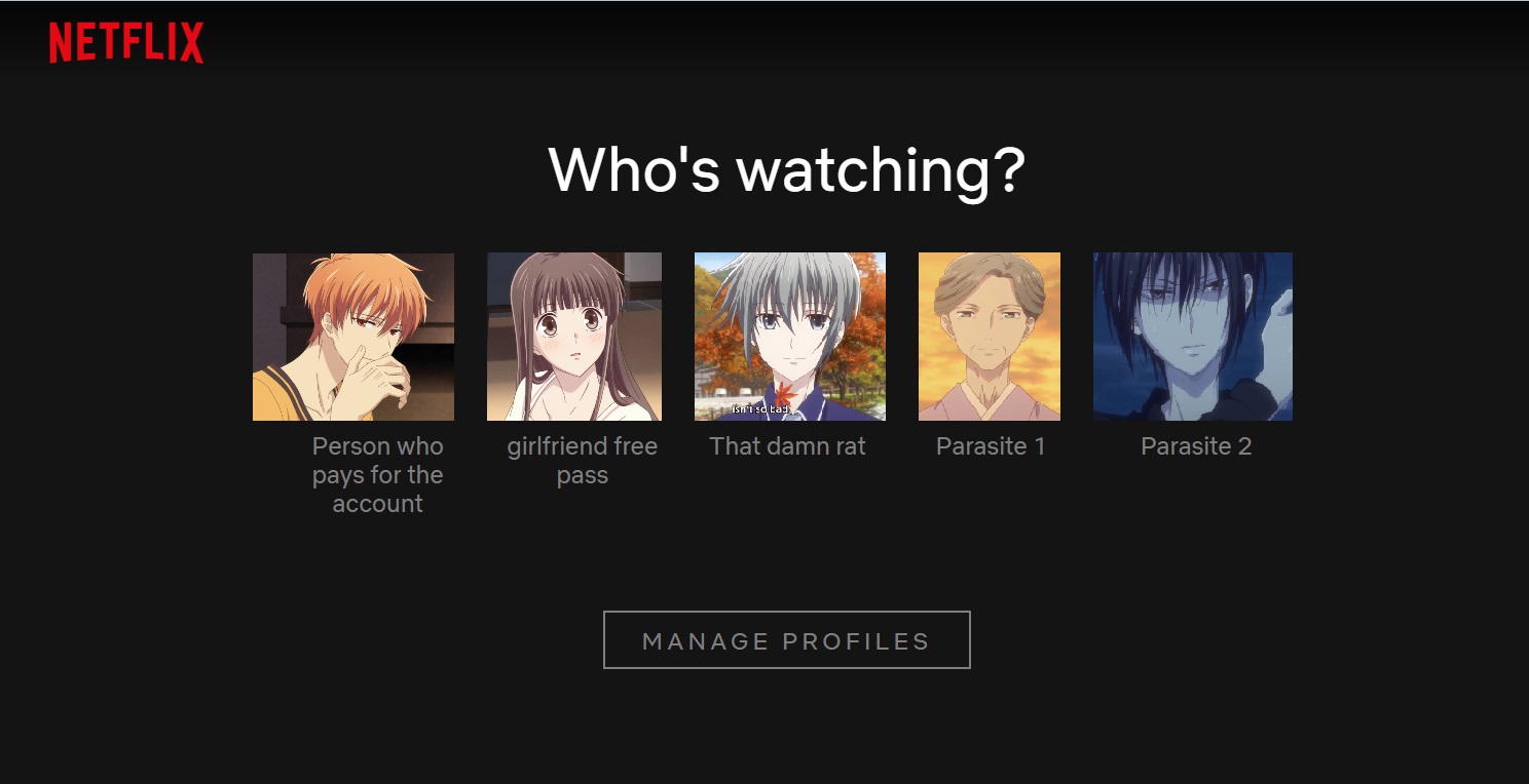 Who's Watching Netflix Fruits Basket Edition. r/FruitsBasket