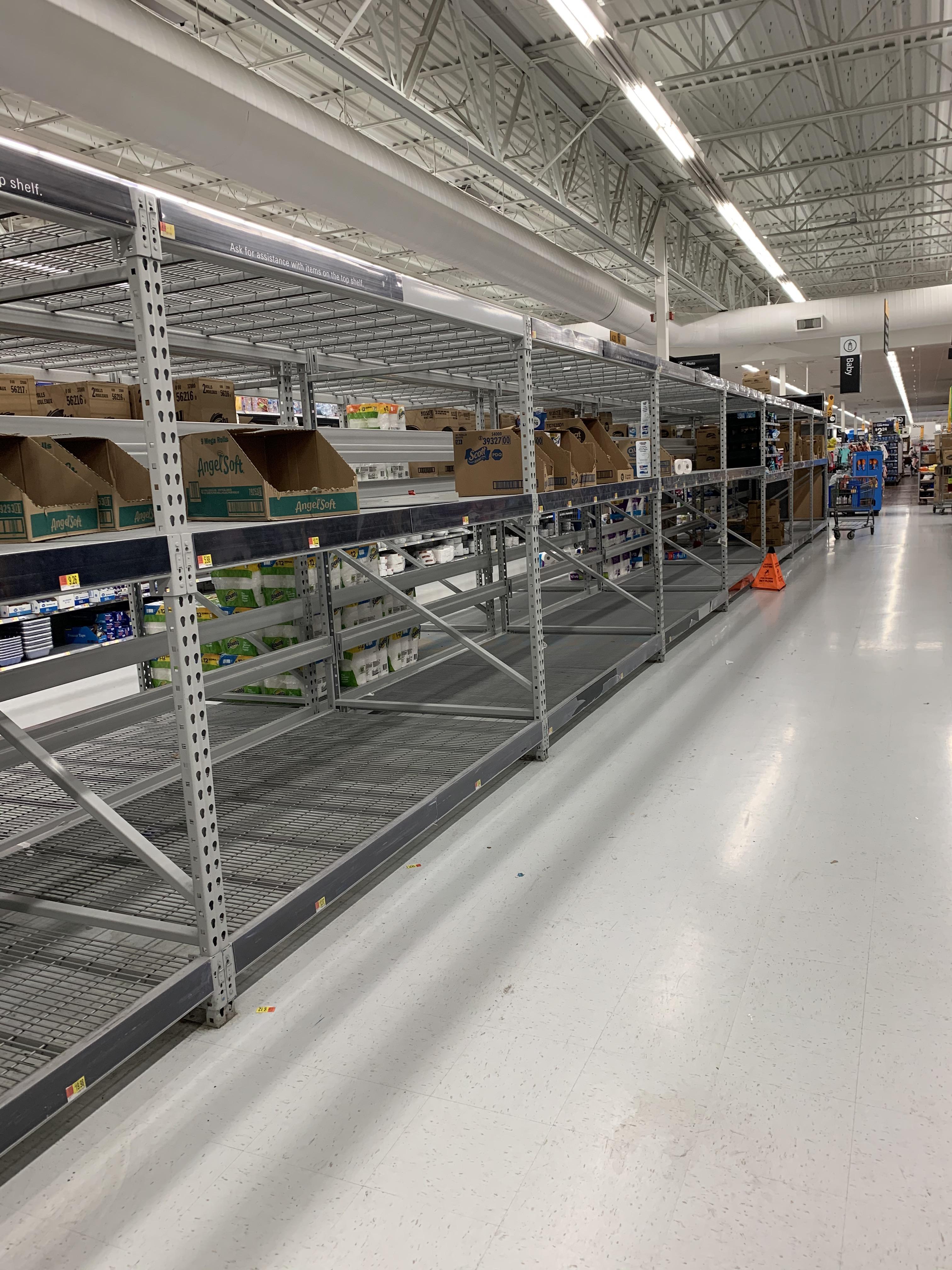 The toilet paper aisle at Walmart in Colorado Springs r/pics