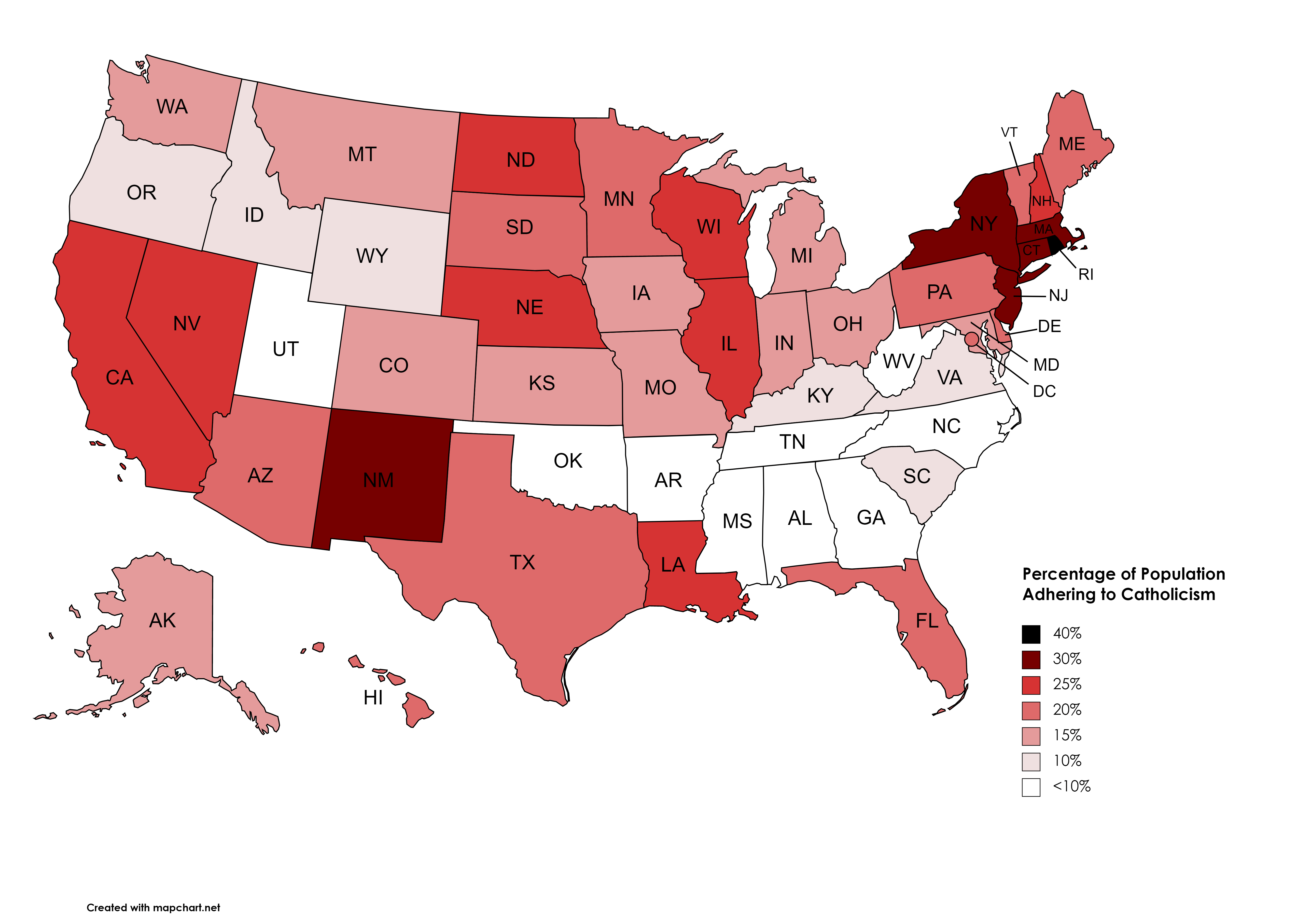 The Catholic population in the U.S. r/MapPorn
