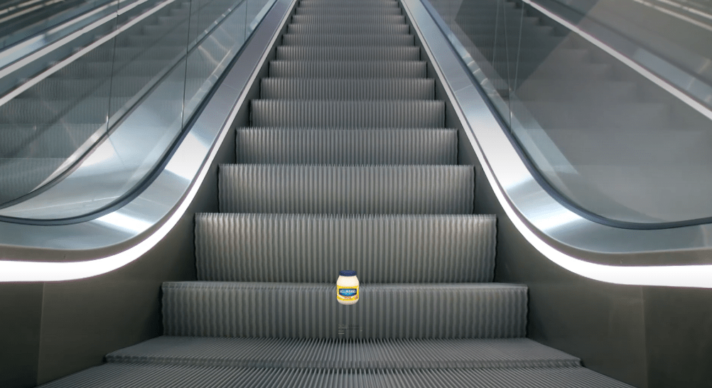 Mayonnaise on an escalator, idk made with PowerPoint at school r/memes