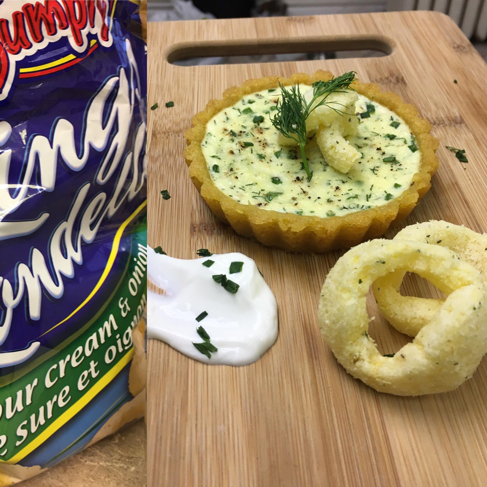 Sour Cream & Onion 'Rings' Tart. Base made with crushed up Humpty