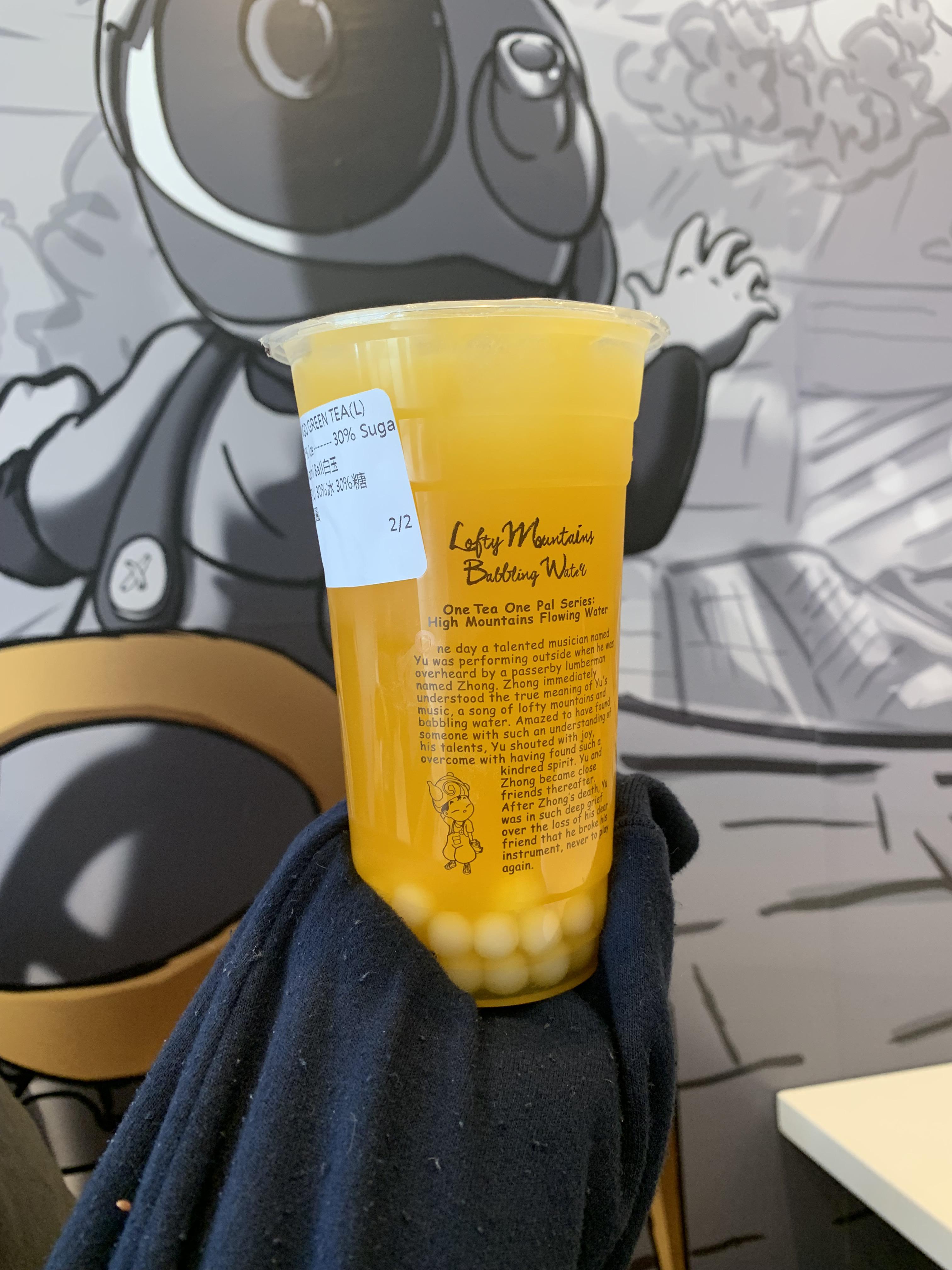 Mango Green Tea w/ Mochi Balls ) r/boba