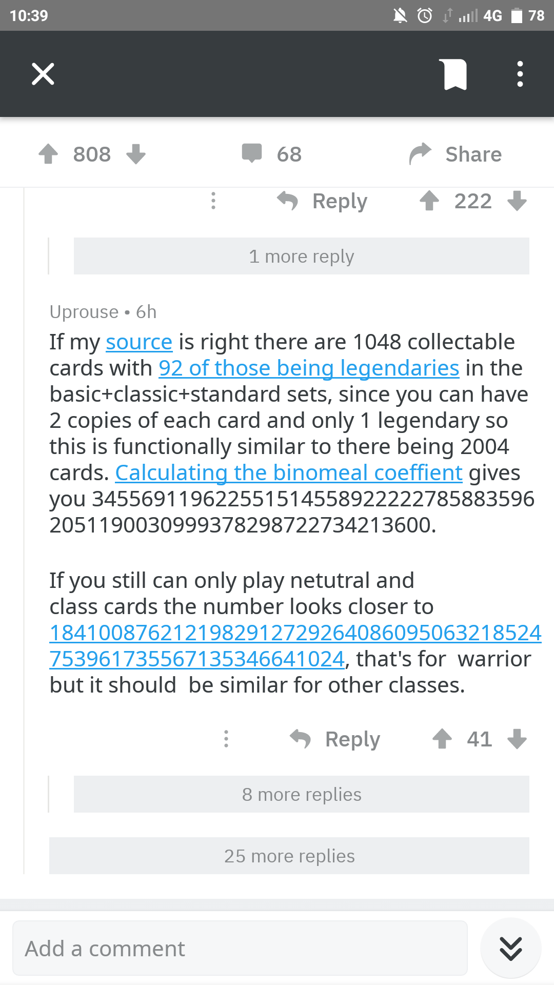 This dude calculating possible combinations at r/customhearthstone r