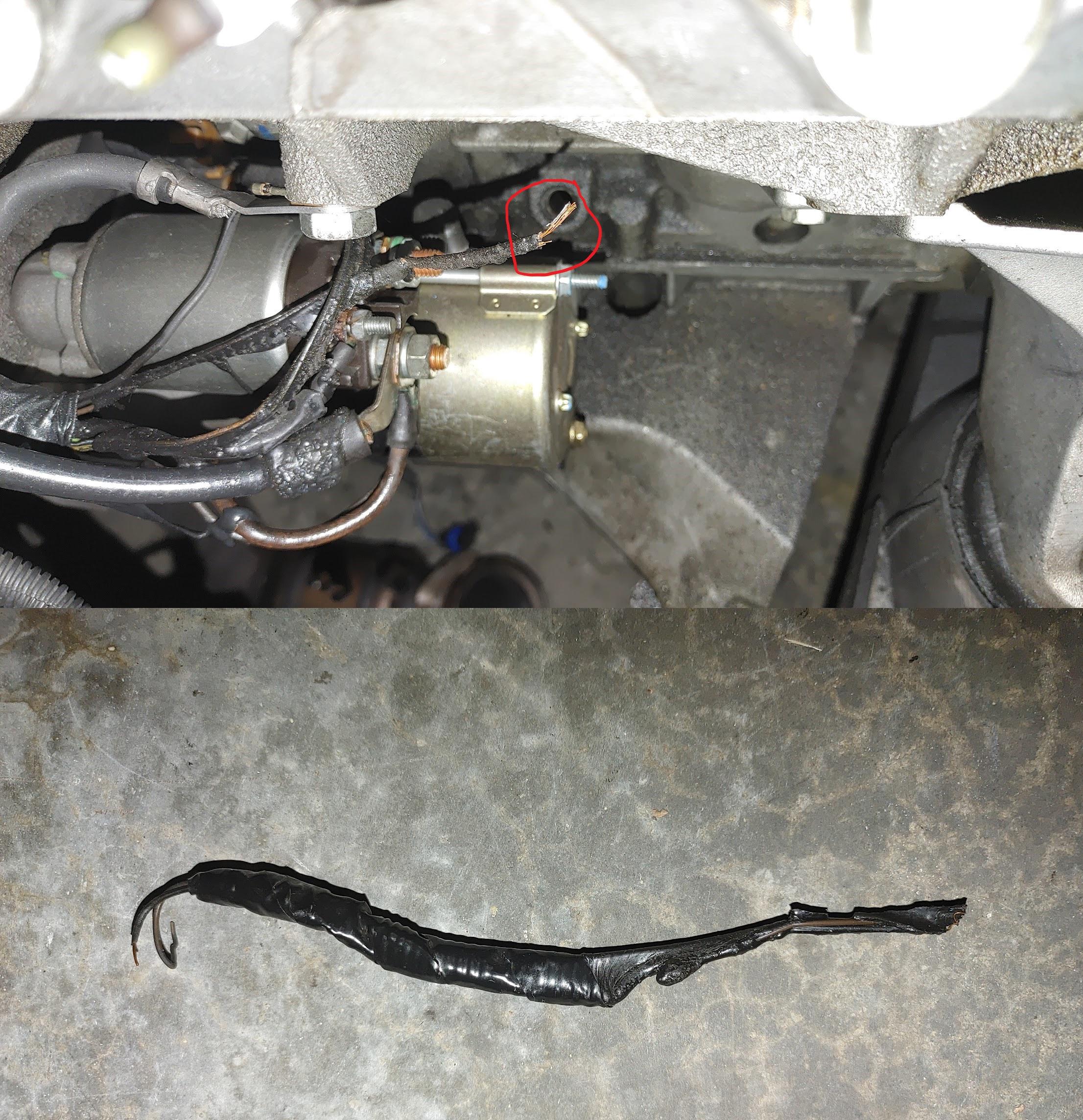2002 c5 corvette wire wrapped/melted around Oil dipstick tube broke