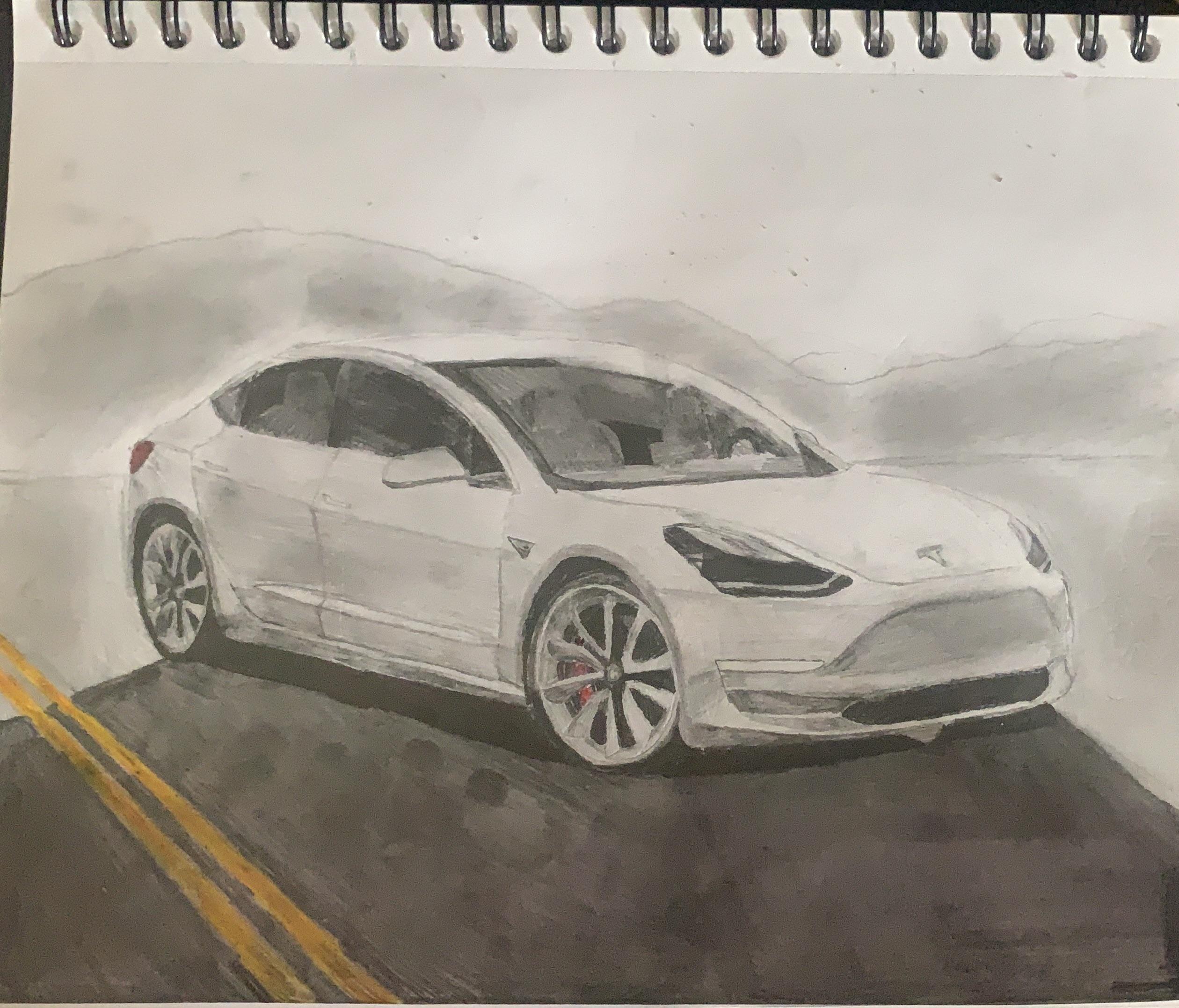 I drew a Tesla Model 3! r/TeslaModel3