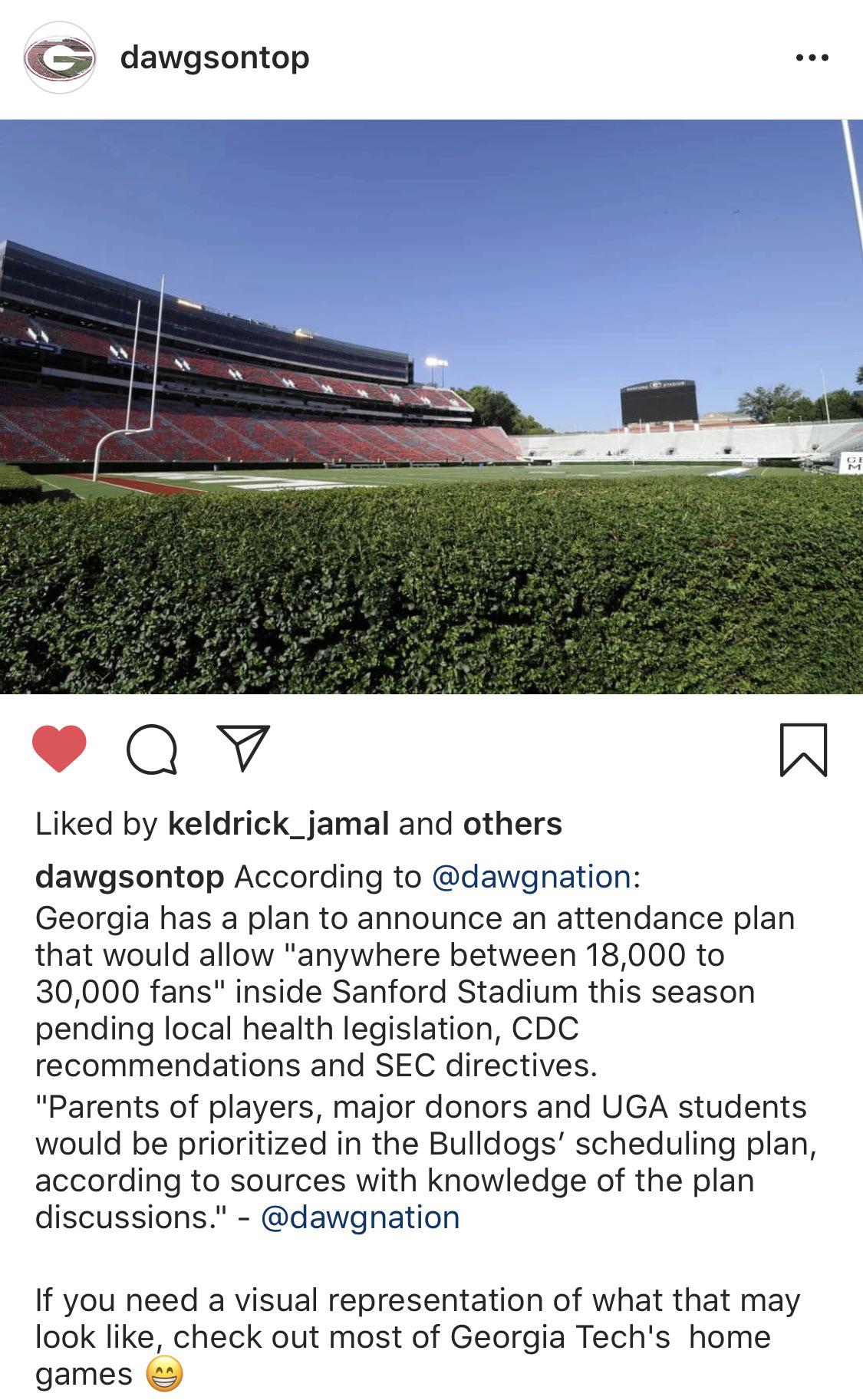 Sanford Stadium crowd capacity plan. I’m not sure if this has been officially confirmed, but I