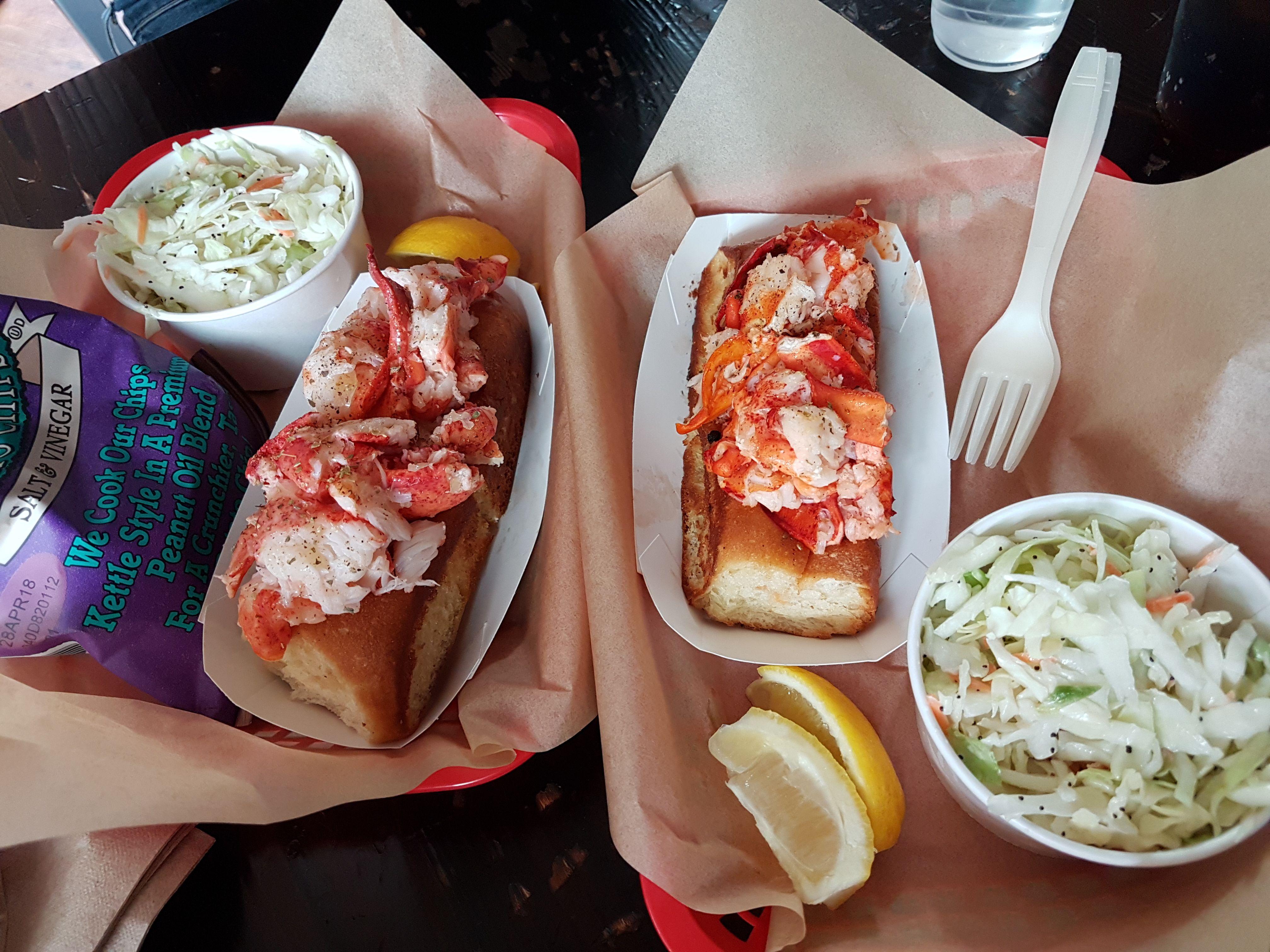 [I ate] Lobster Rolls 1 Maine (cold)and 1 Connecticut style (Hot) r