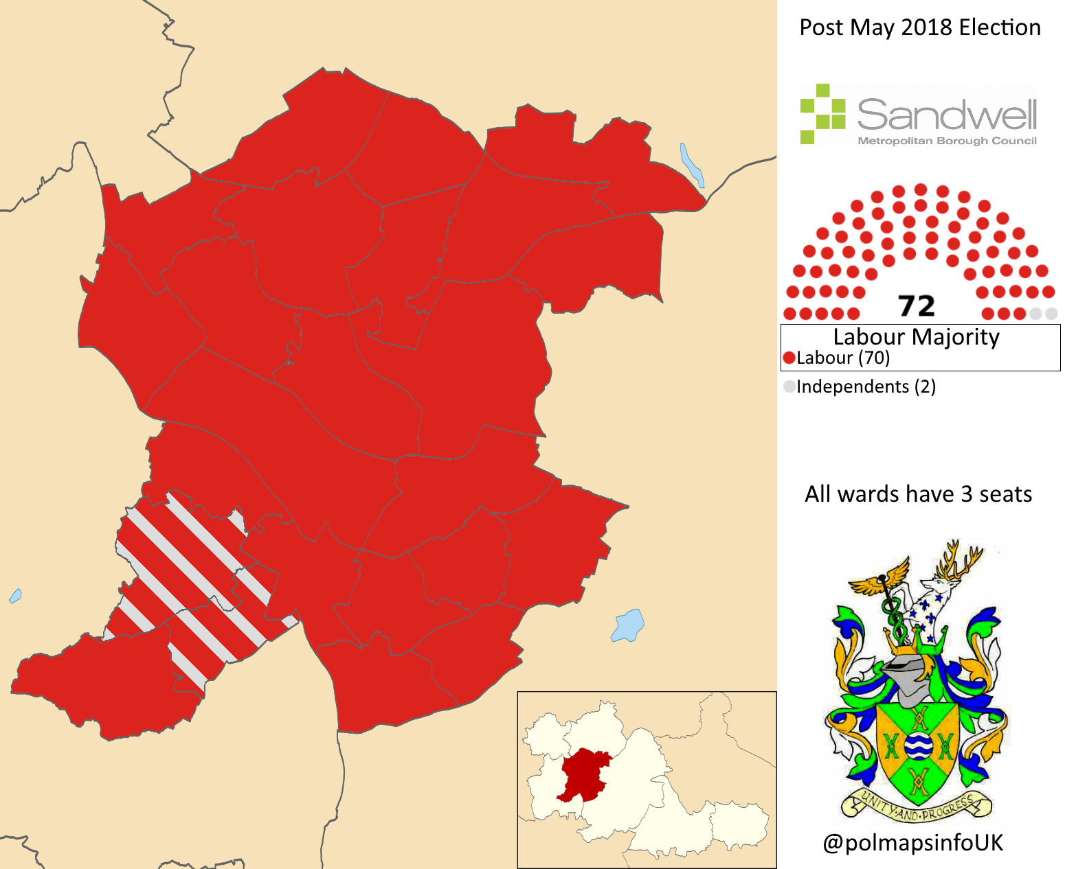 Sandwell Borough Council, West Midlands, West Midlands. Post May 2018