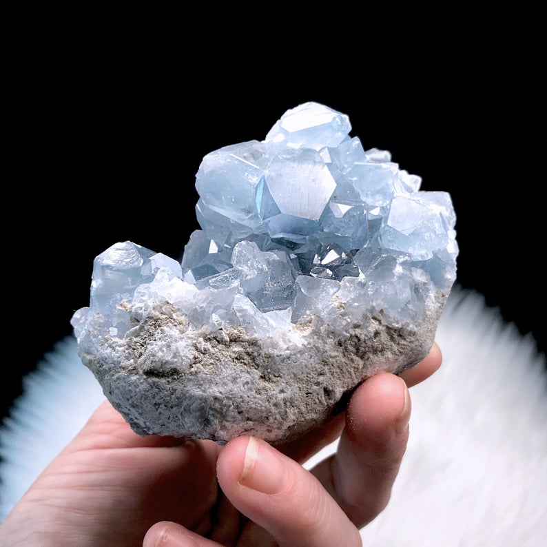 Celestite, a Beautiful, baby blue crystal from the alien like island of Madagascar! r