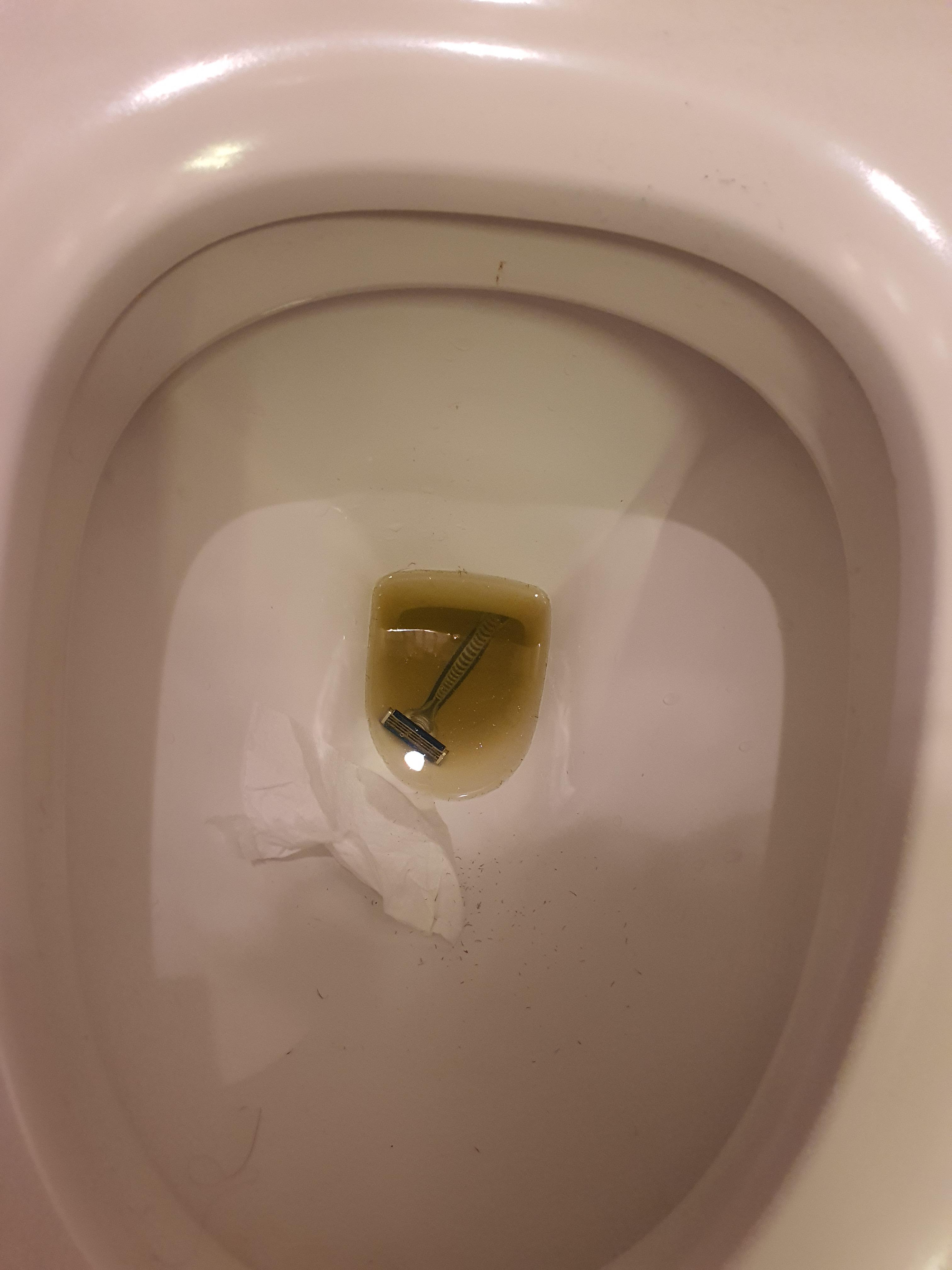 I was shaving my balls after a piss and dropped the razor in the toilet