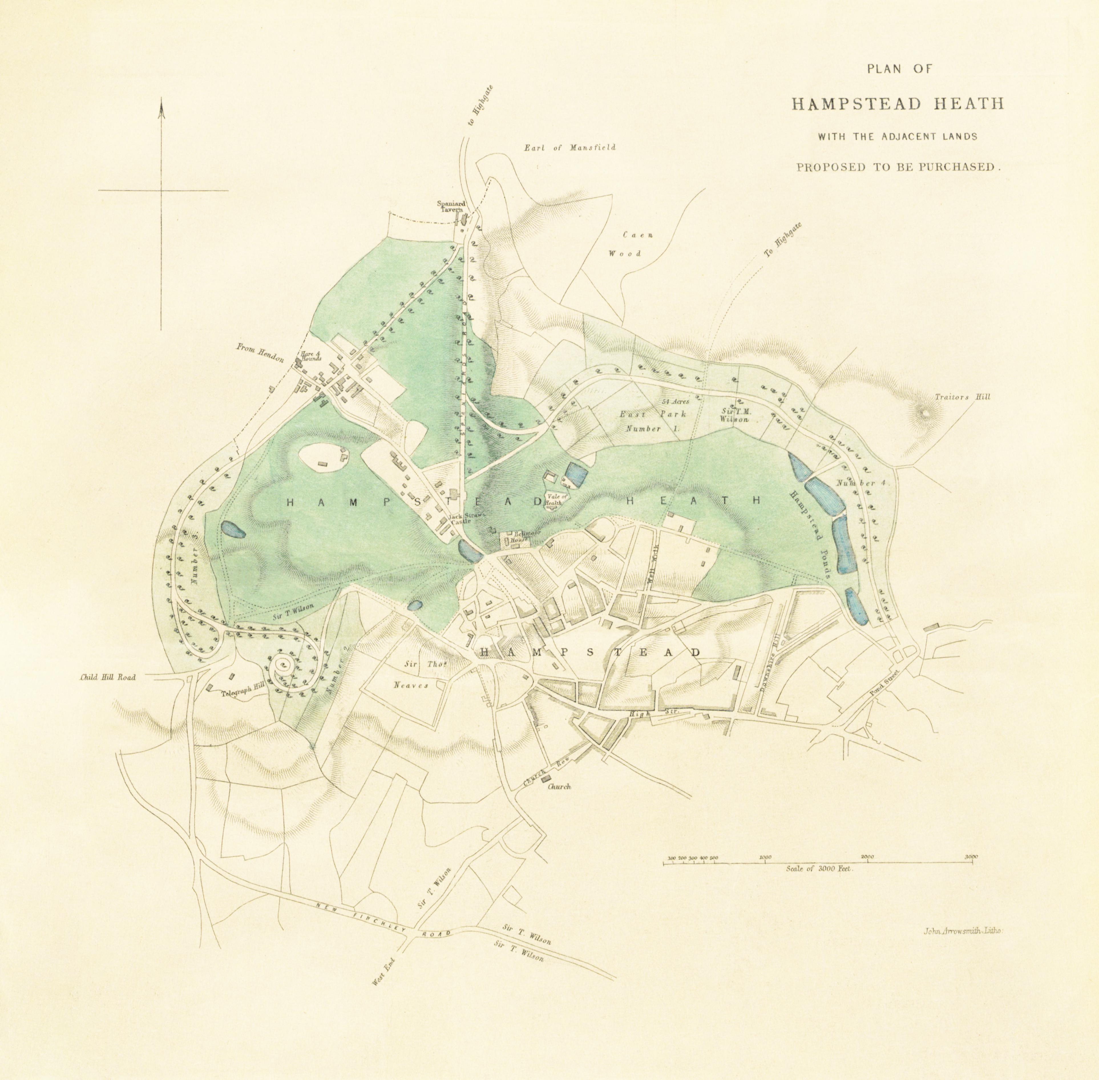 Old map of the village of Hampstead from 1857 r/Hampstead