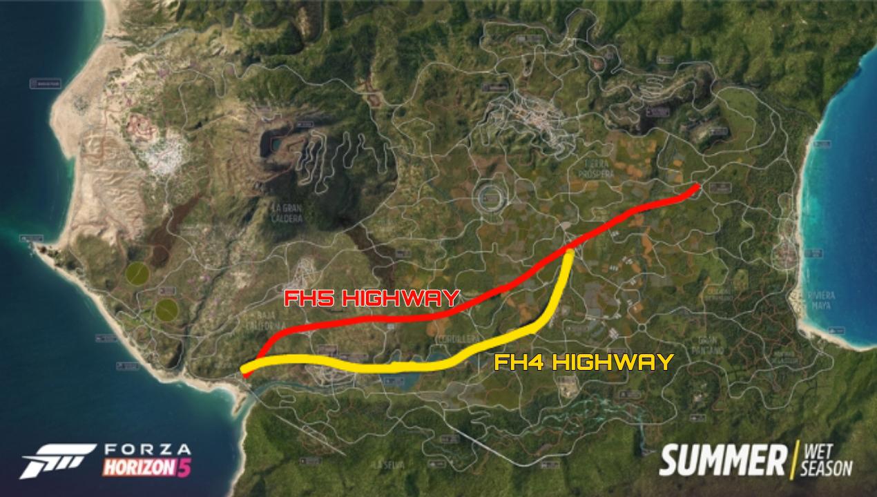Forza Motorsport FH4 Highway compared with FH5 Highway. Forza