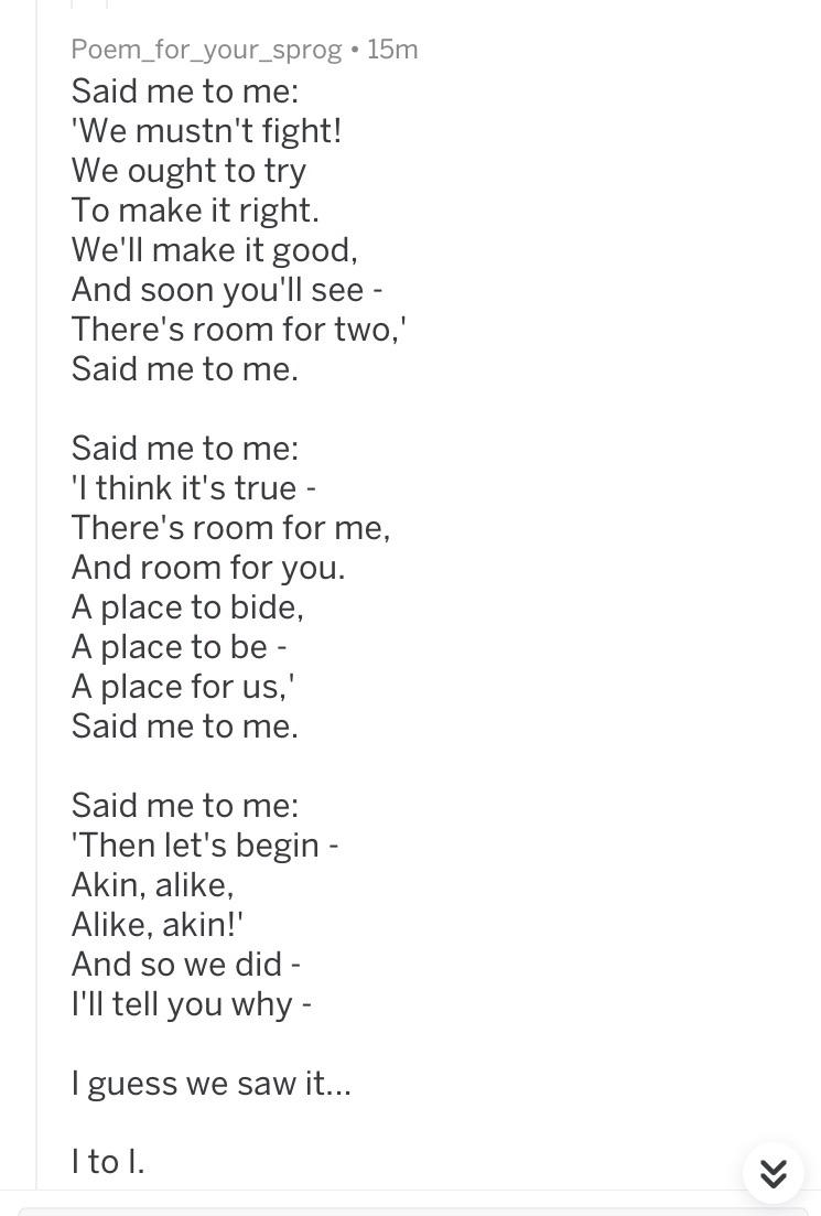 A sprog on fighting 1v1 against your clone Poem_for_your