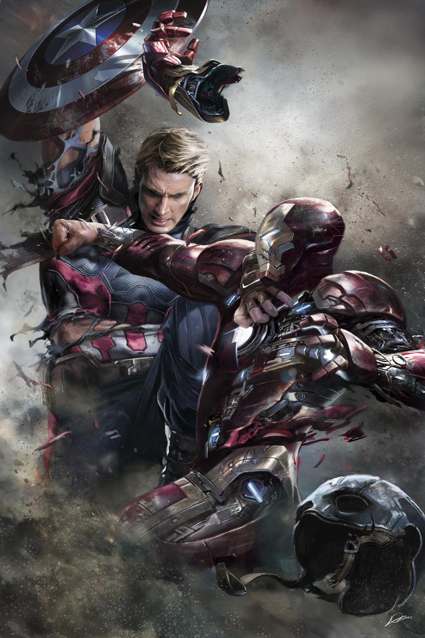 Captain America vs Iron Man (Civil War promo art by Alexander Lozano