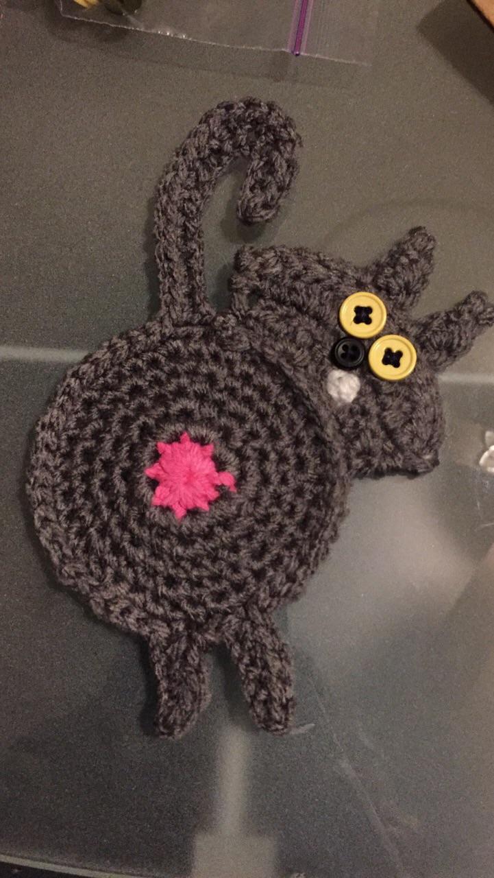 Cat butthole coaster modeled after my cat r/crochet