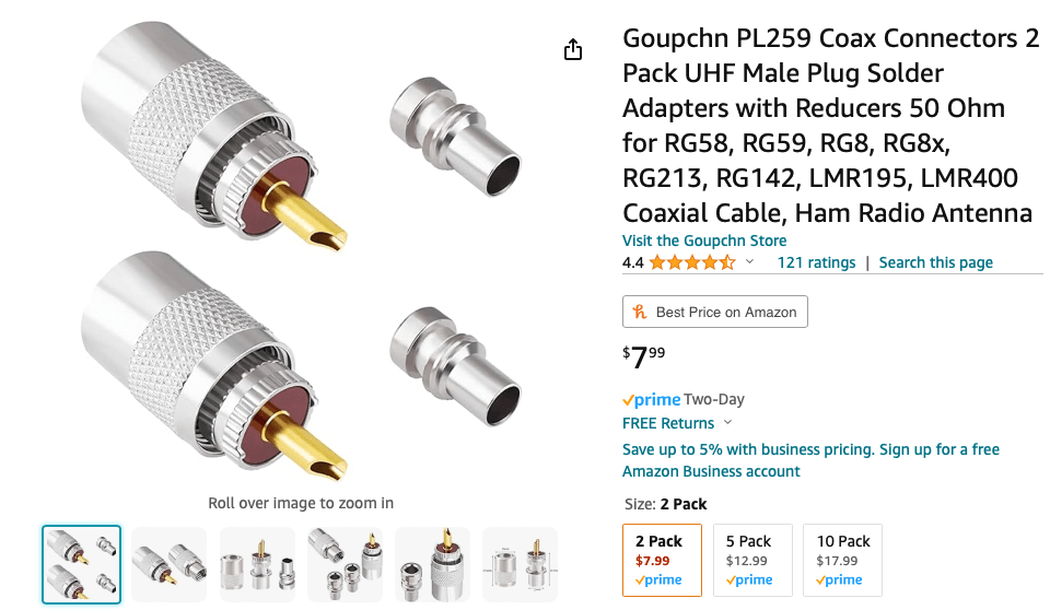 Will these (or any RG58) connectors work on RG58U cable (Midland MXTA27