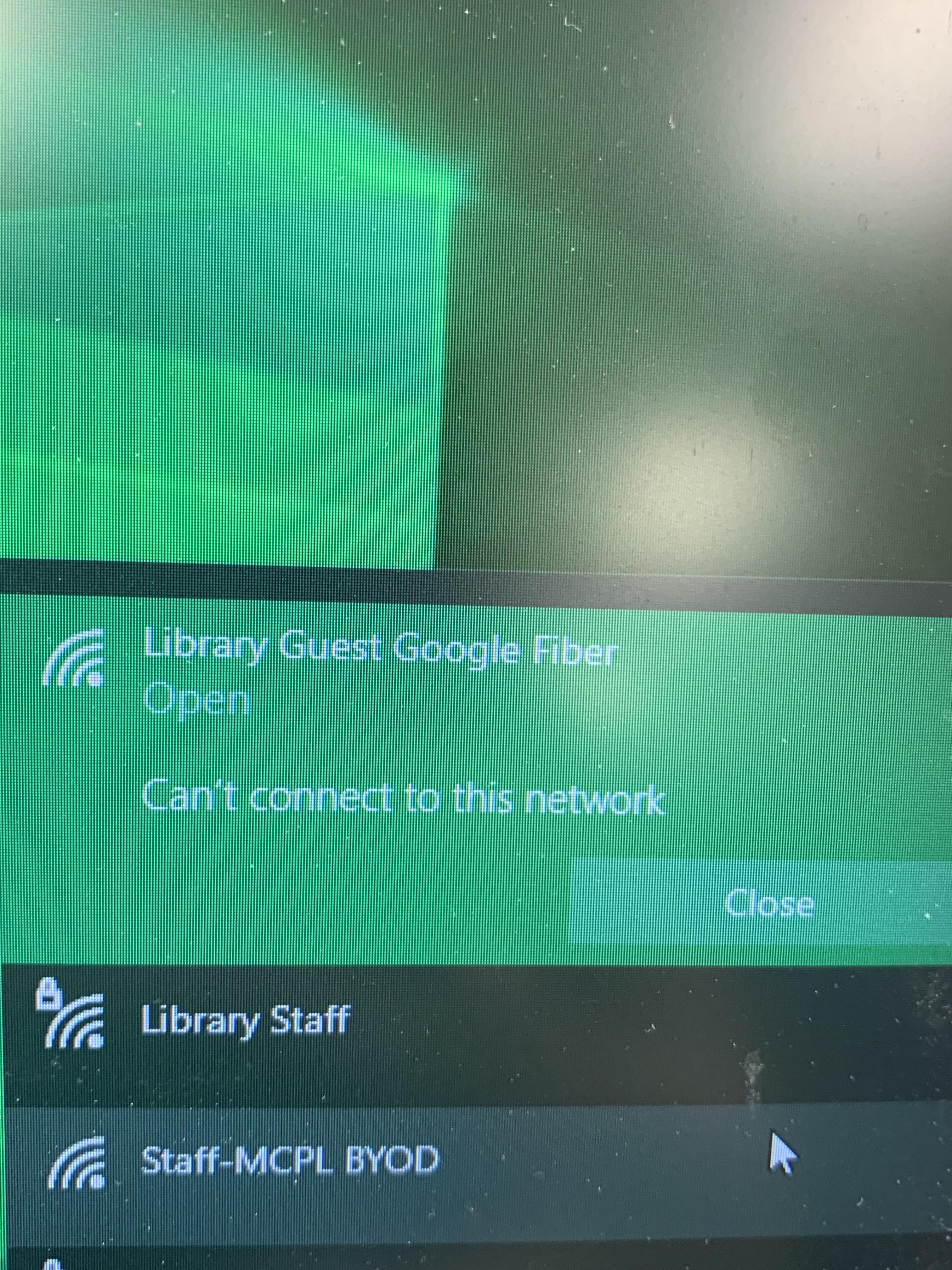 Can’t connect to Library WiFi with laptop keeps saying “Can’t connect