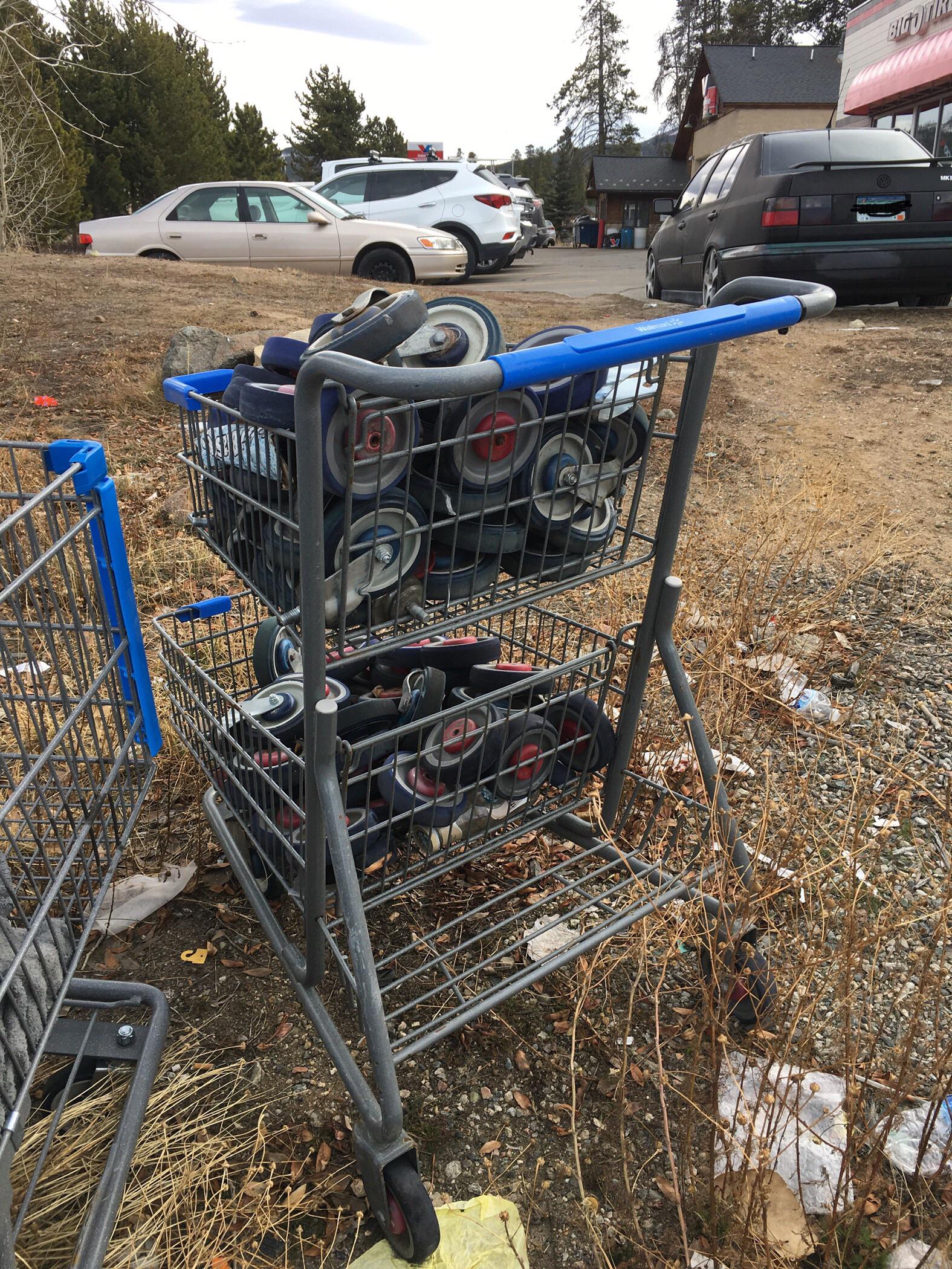 Shopping cart full of shopping cart wheels. r/mildlyinteresting