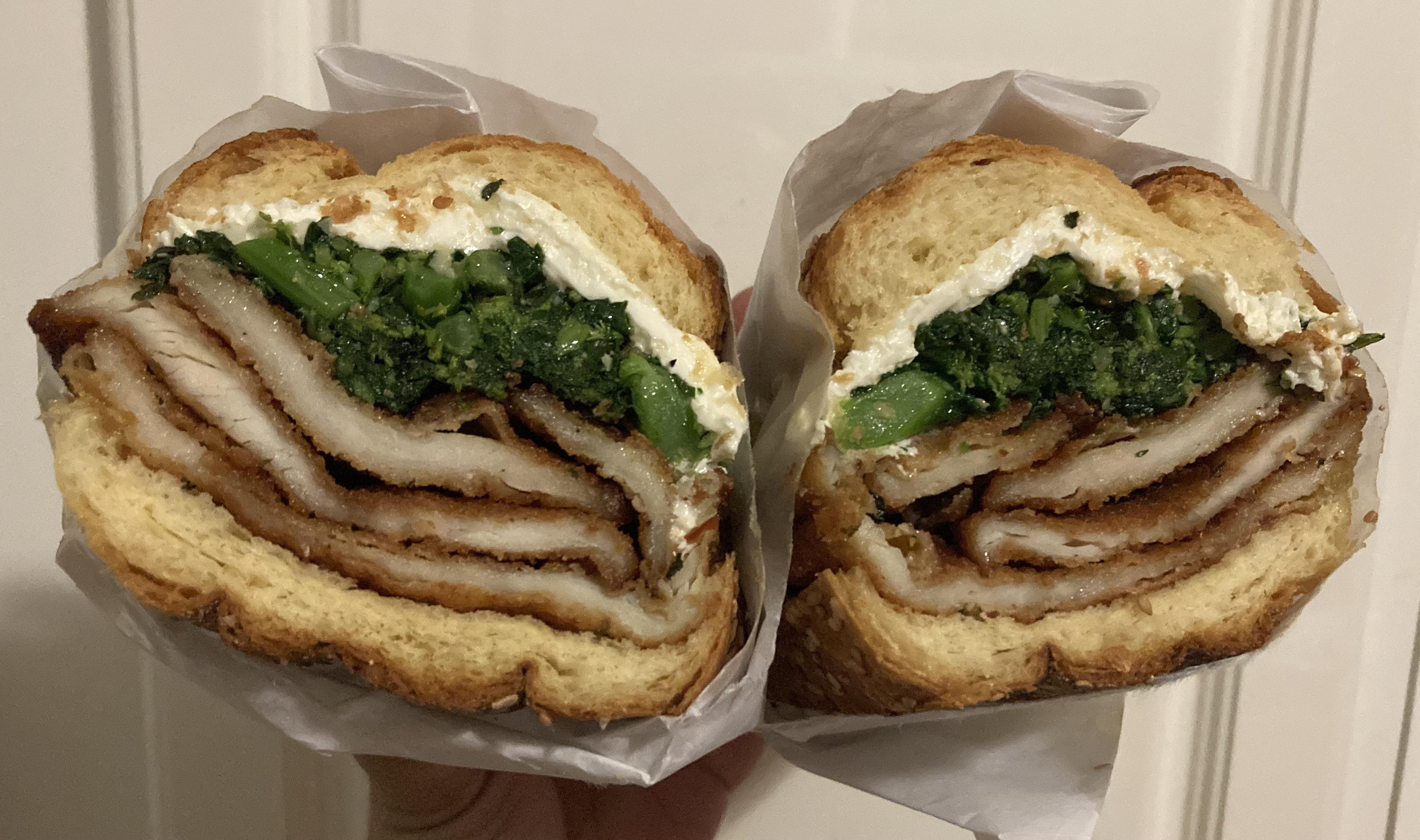 [I ate] this sandwich of chicken cutlets, broccoli rabe, and fresh