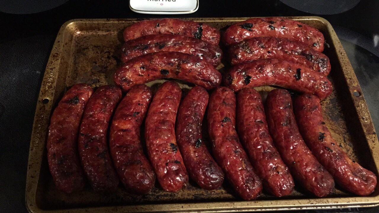 Smoked brats for a party last night. smoking