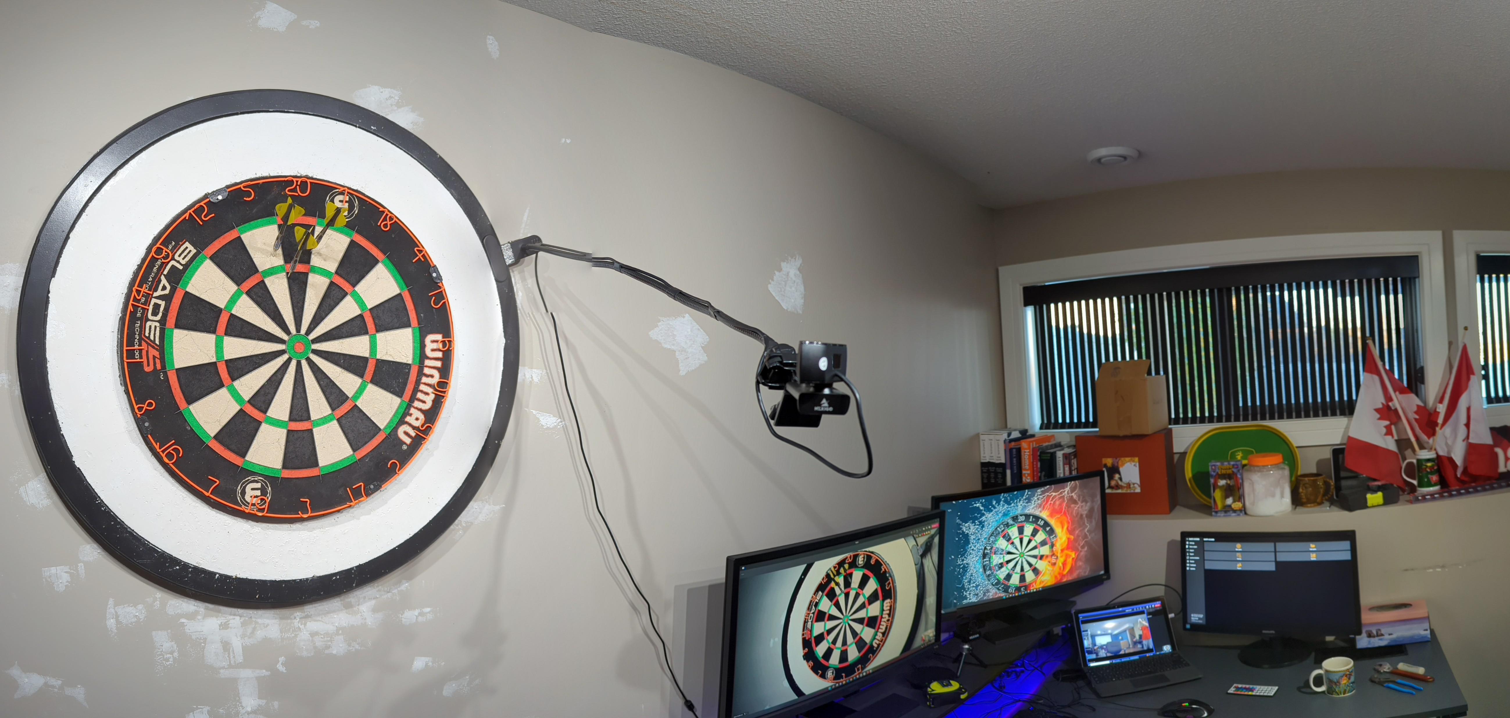 My new everchanging setup for webcam darts with friends! r/Darts