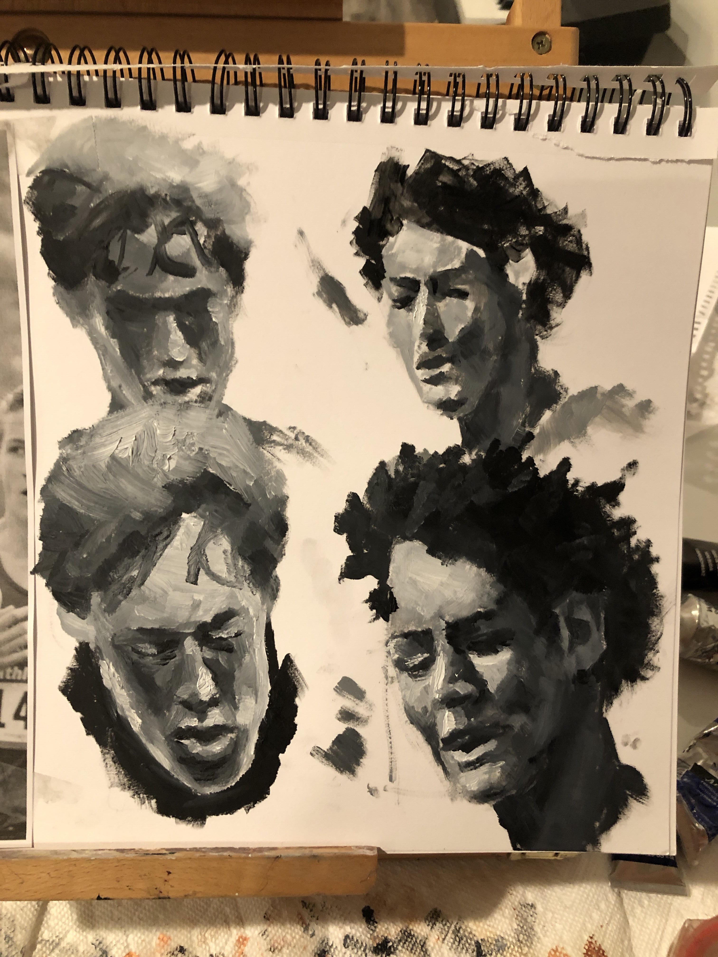 A few value sketches in oil r/oilpainting