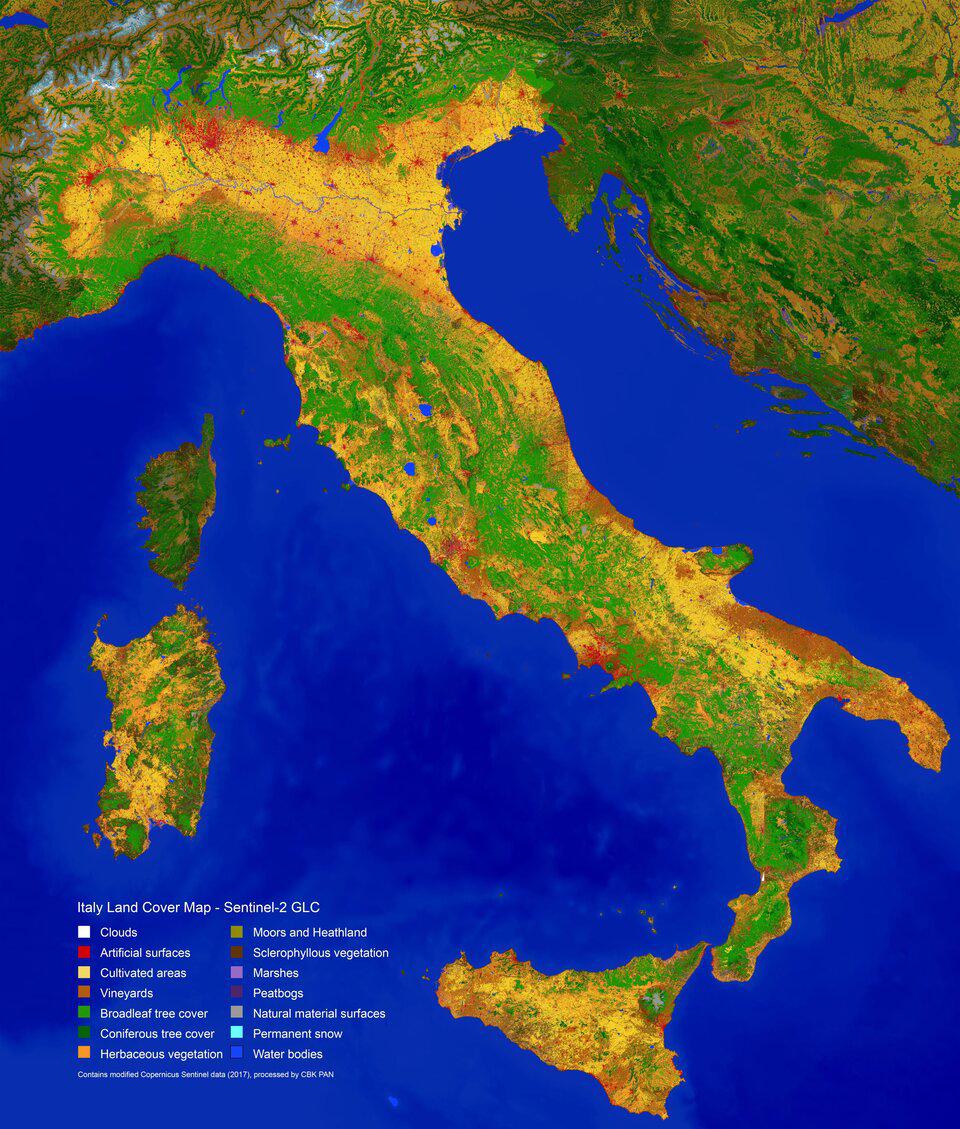 Land use in Italy (from ESA) r/MapPorn
