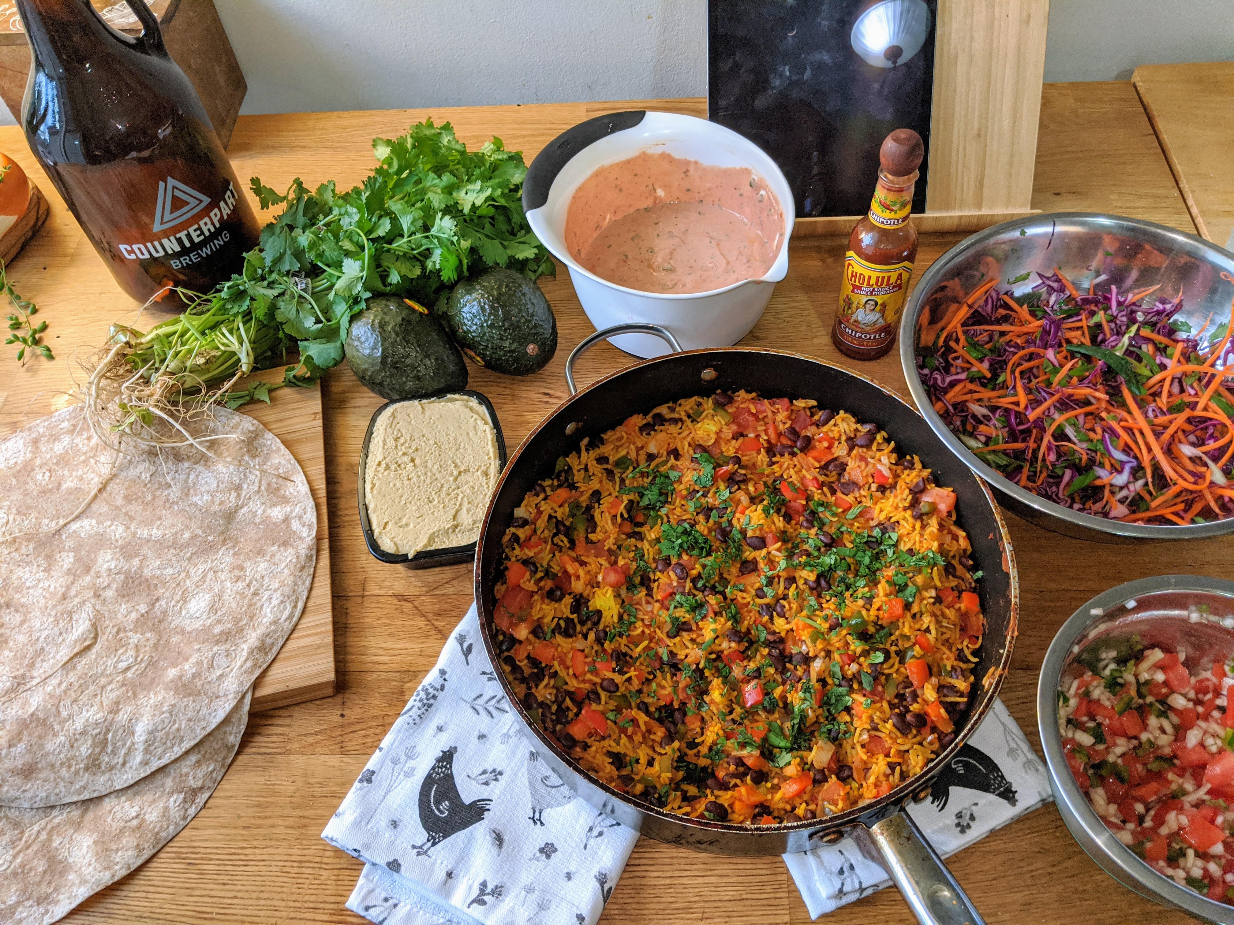 This is what burrito night looks like in our house! Just missing the