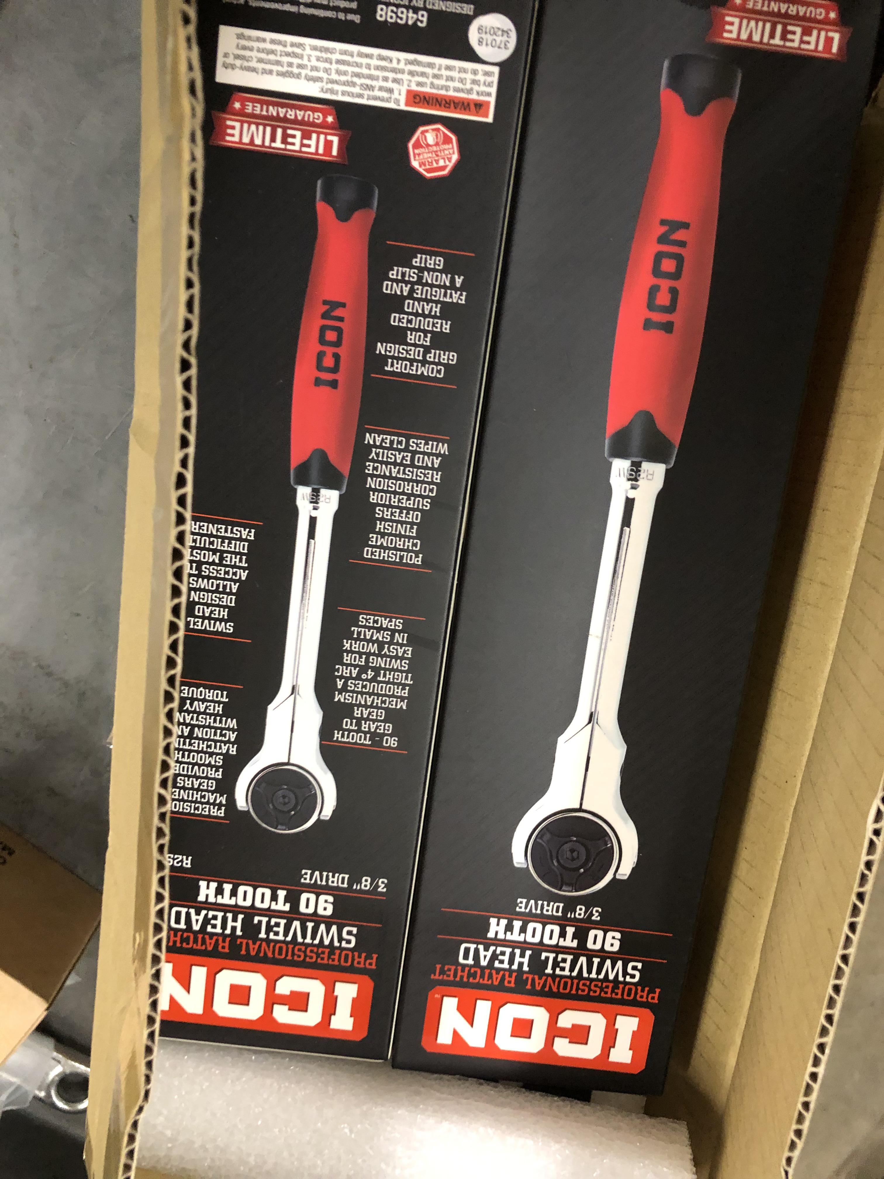 First Icon comfort grip swivel head ratchet Tools