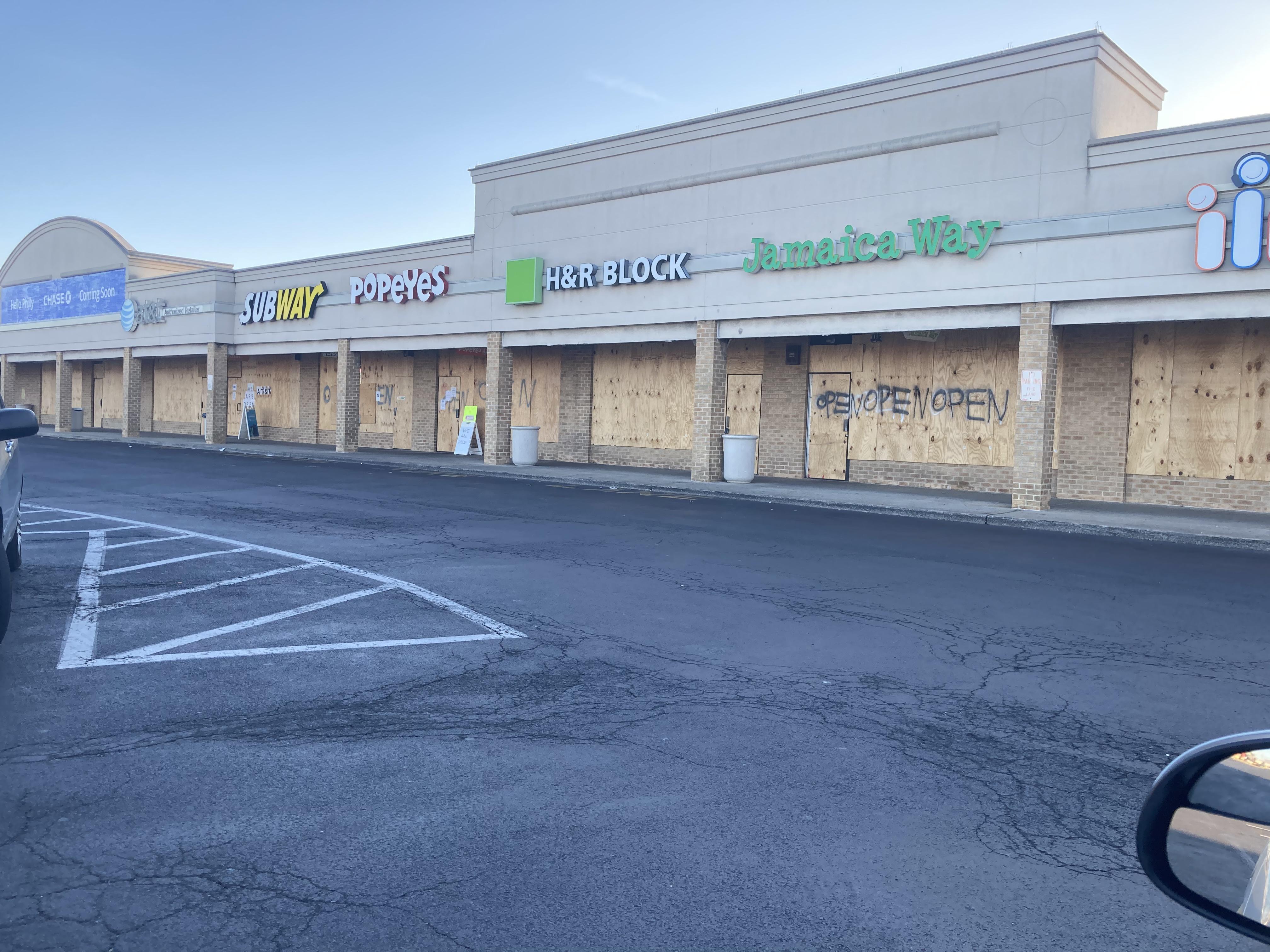 Penrose Plaza, South Philadelphia, still boarded up six months after