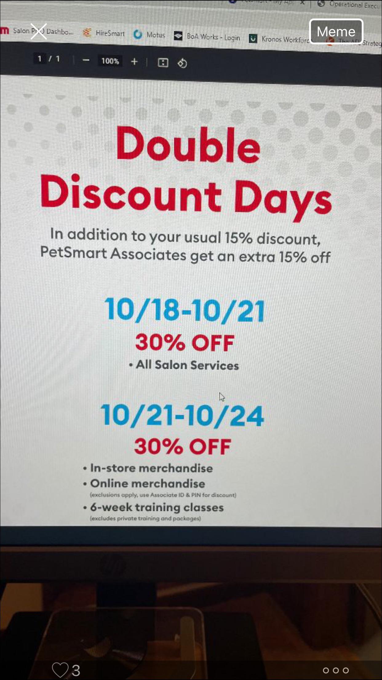 Discount days r/petsmart