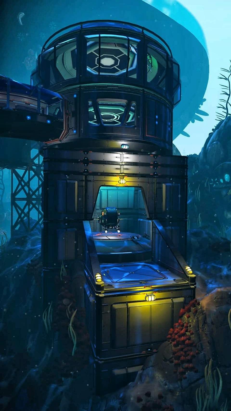 Building my first underwater base. Made my little Sub a garage. r