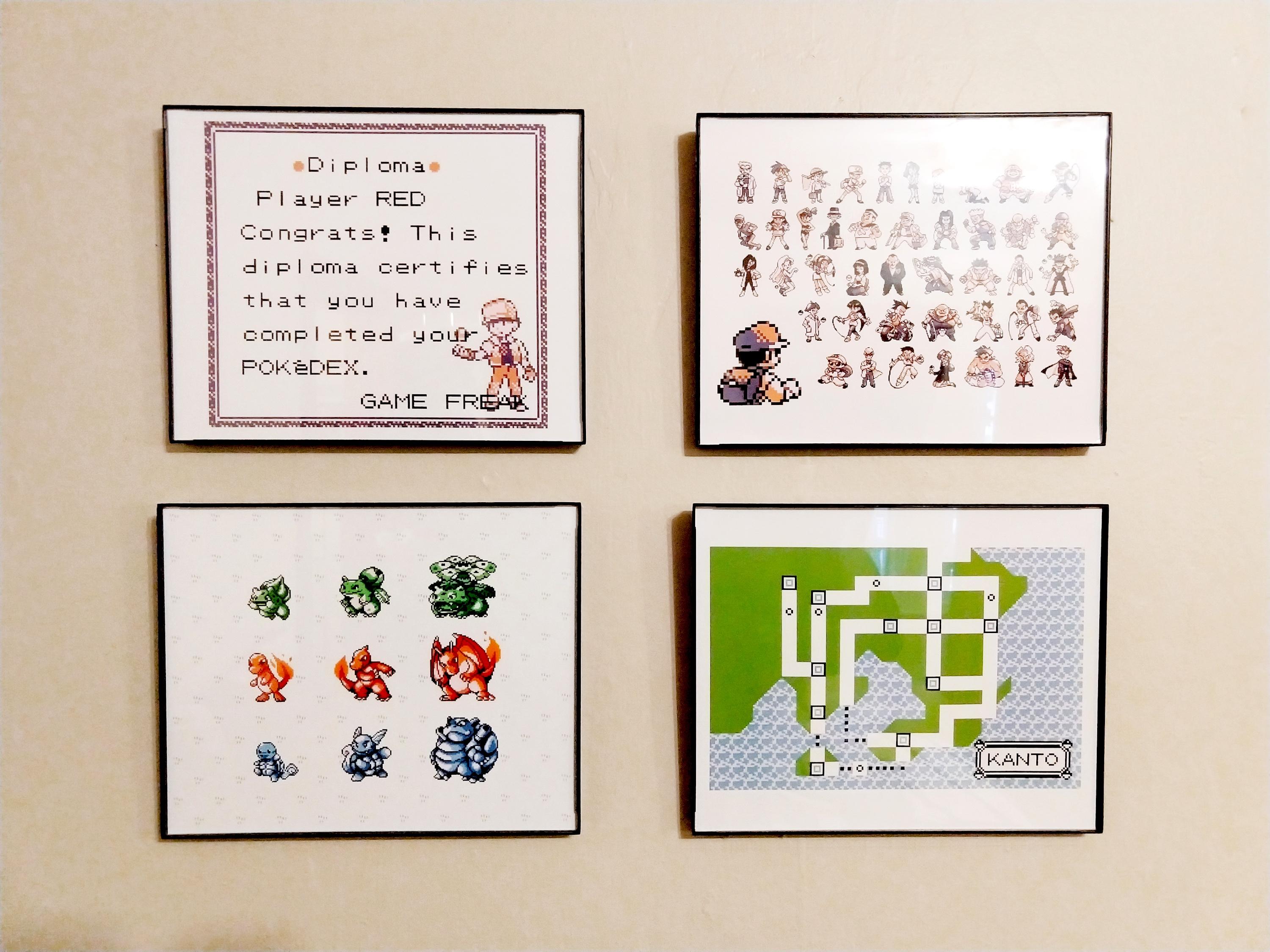 I made this Pokémon Red and Blue wall art with original sprites and