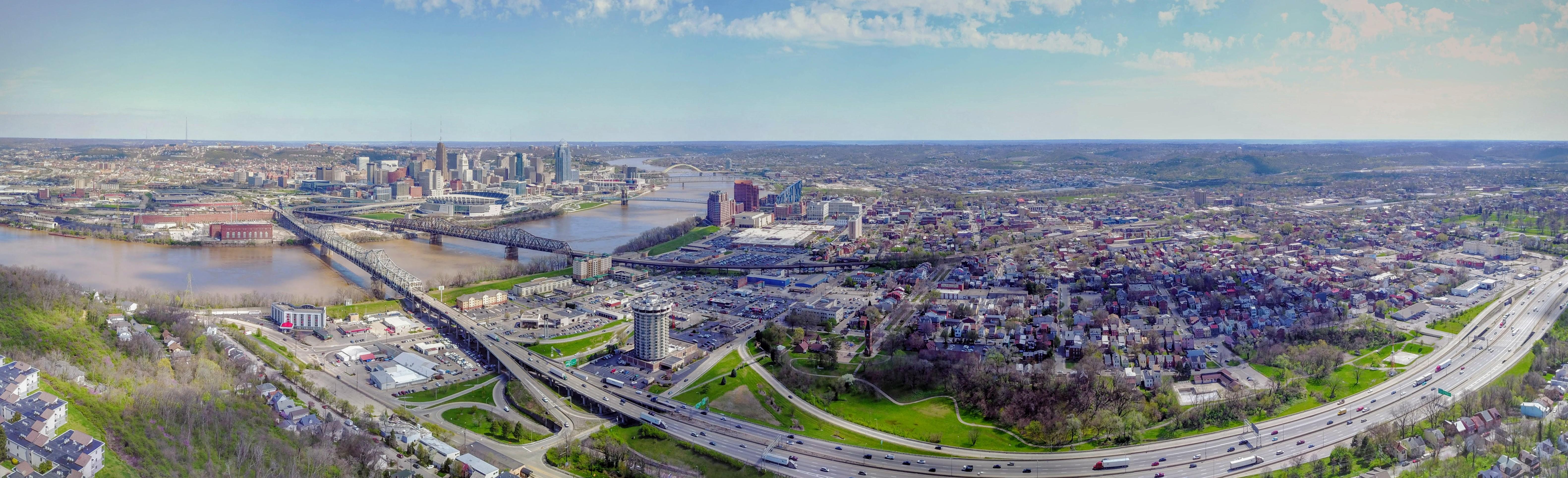Panoramic shot of Covington KY and Cincinnati OH r/djimavic