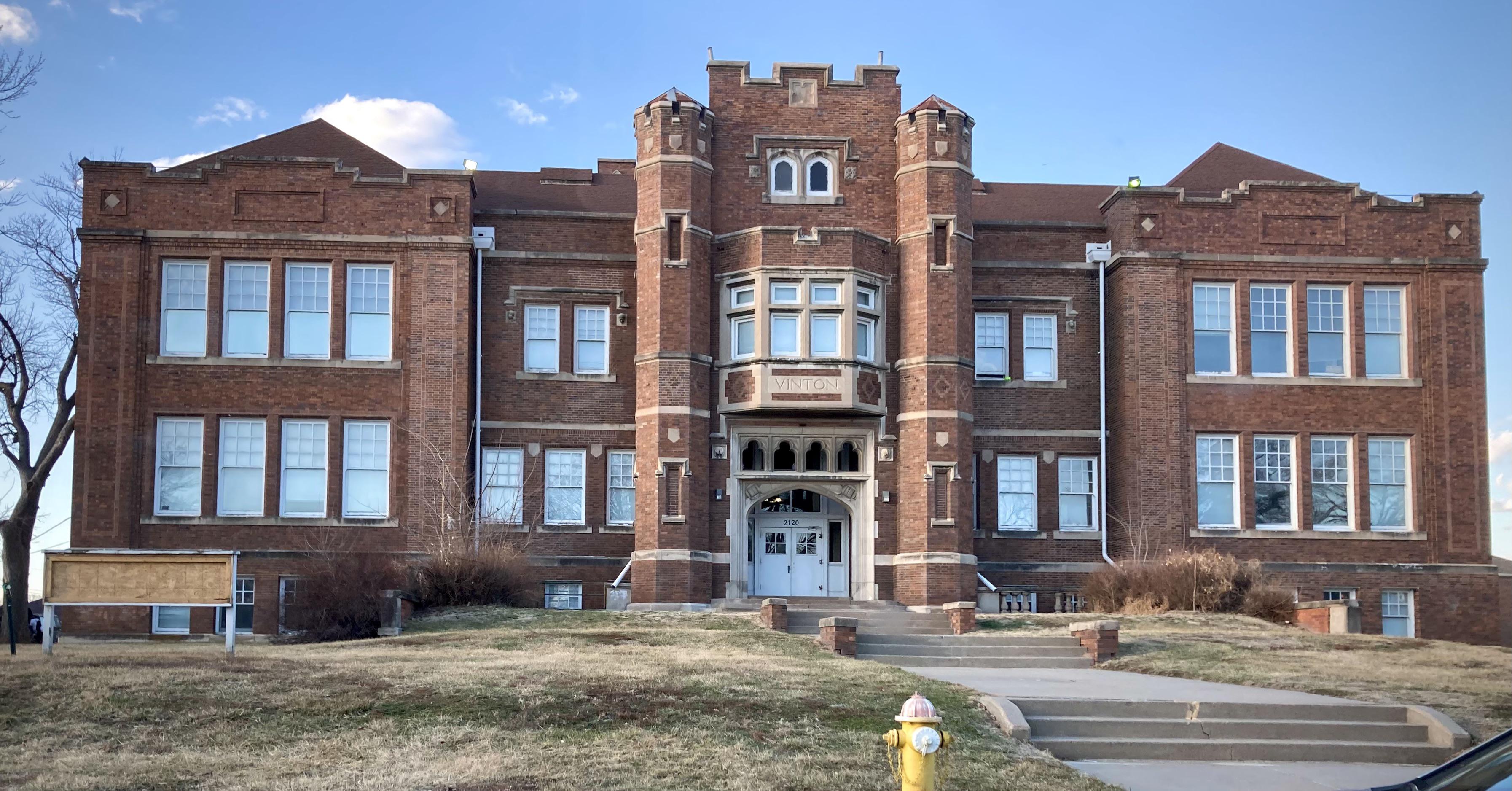Vinton Elementary, one of the earliest & most elaborate Tudor Revival