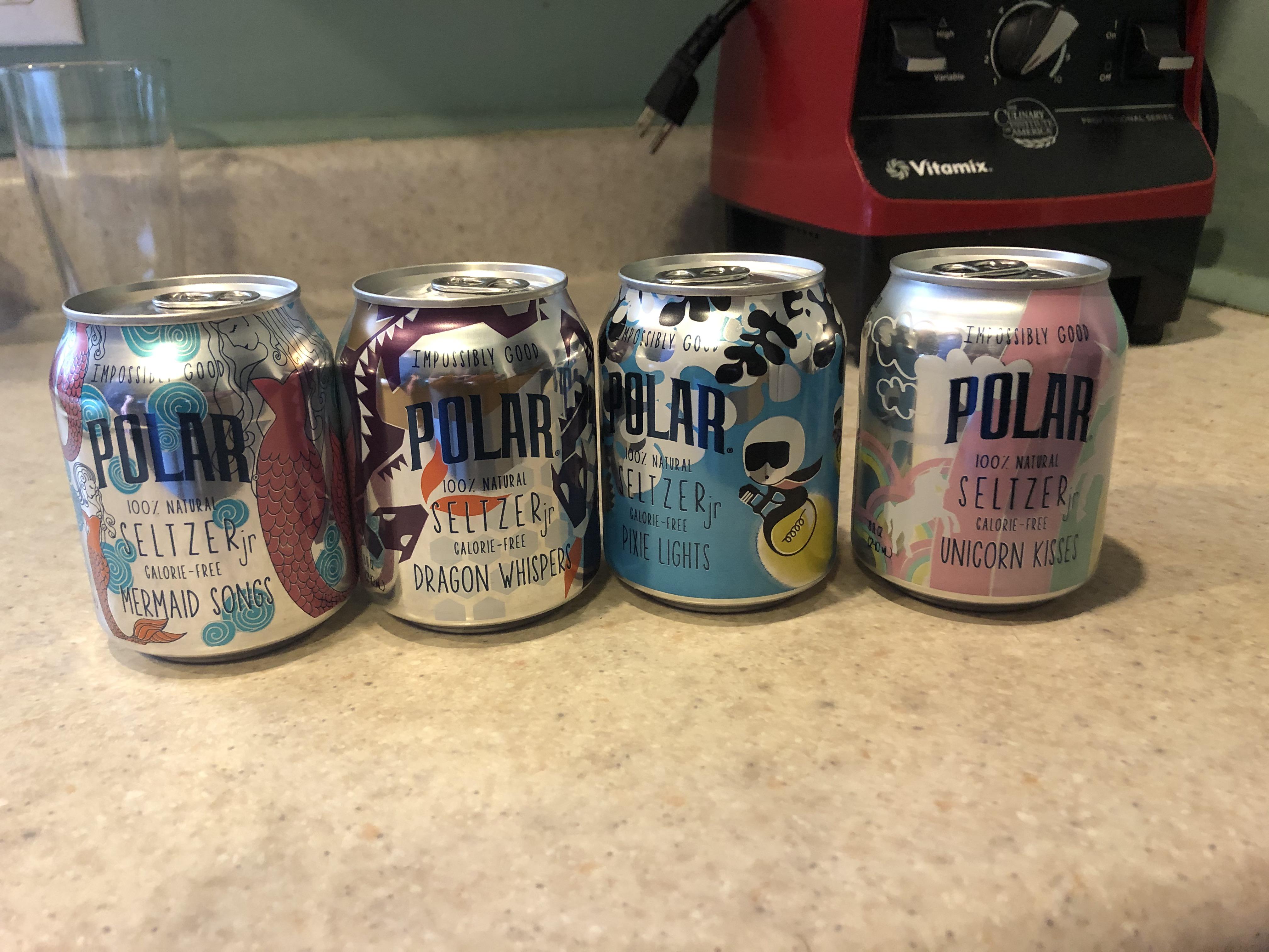 Little seltzer waters. Unicorn kisses and mermaid songs are my favorite